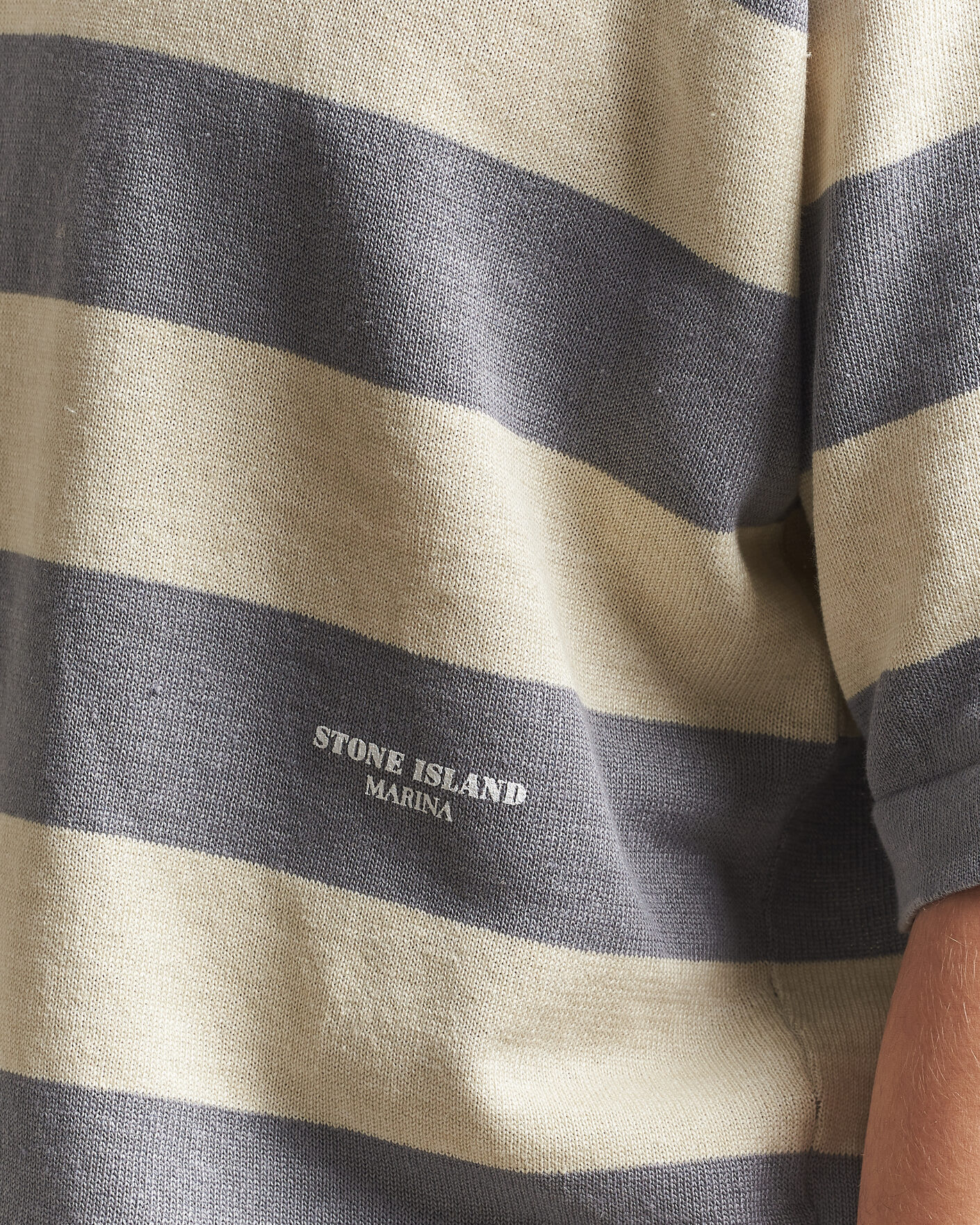Uomini | Polo | Stone Island | Marina Knitted Cotton/Linen Polo Ivory Melange
