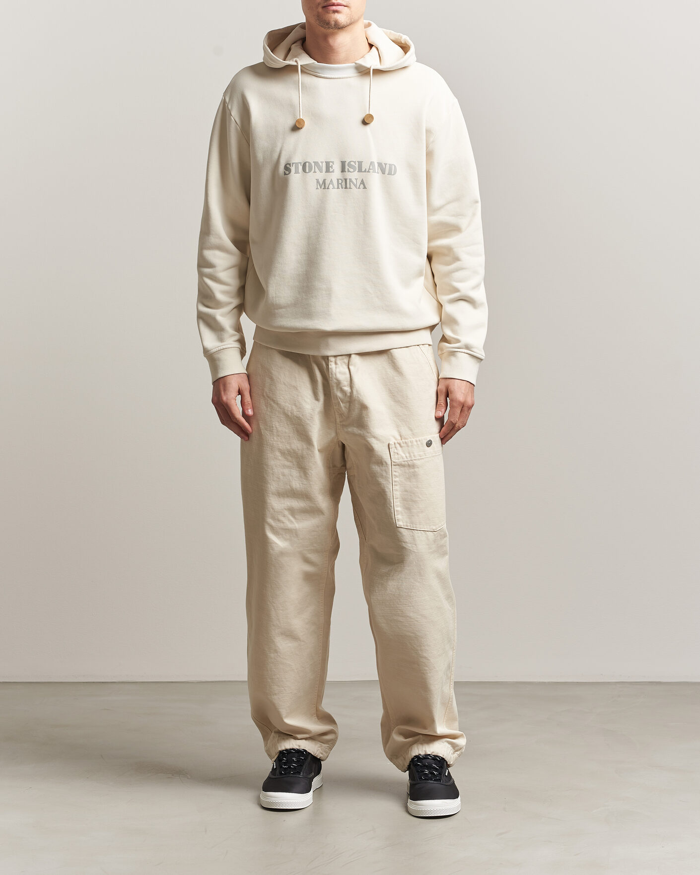 Uomini | Pantaloni | Stone Island | Marina Cotton Twill Trousers Ivory