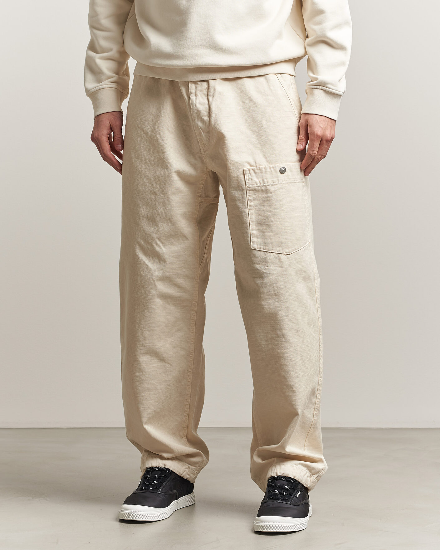 Uomini | Pantaloni | Stone Island | Marina Cotton Twill Trousers Ivory