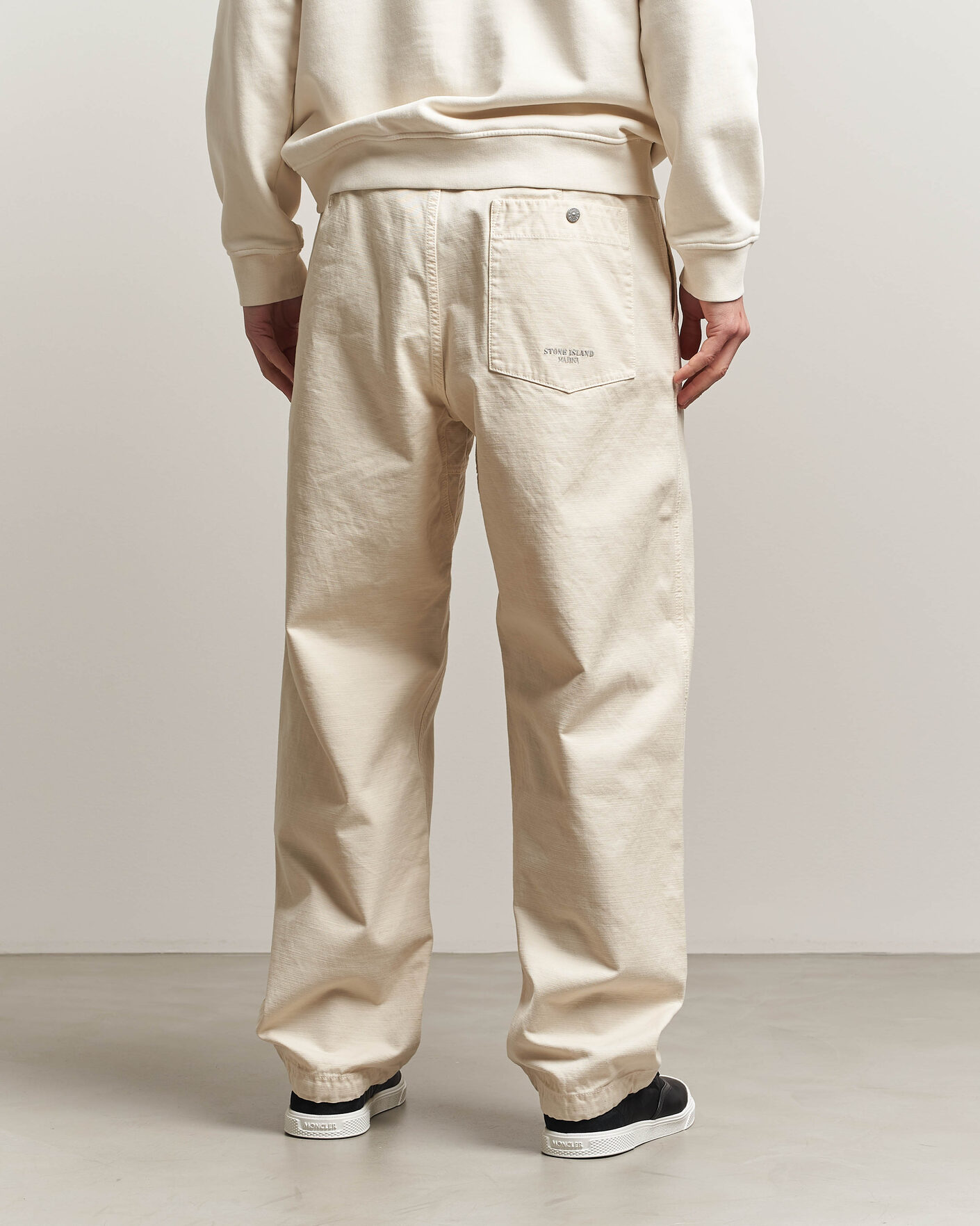 Uomini | Pantaloni | Stone Island | Marina Cotton Twill Trousers Ivory