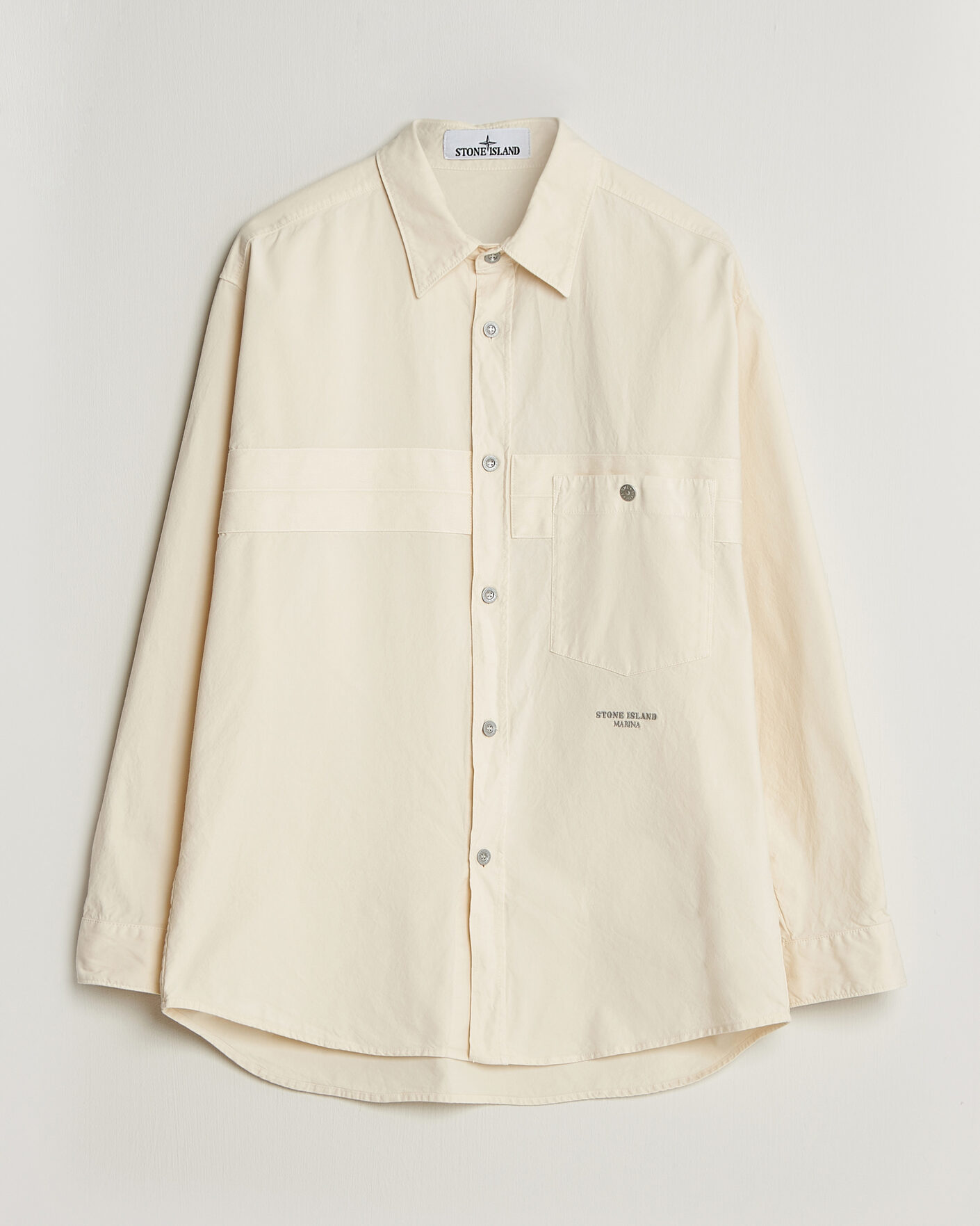 Uomini | Camicie | Stone Island | Marina Cotton Panama Weave Overshirt Ivory