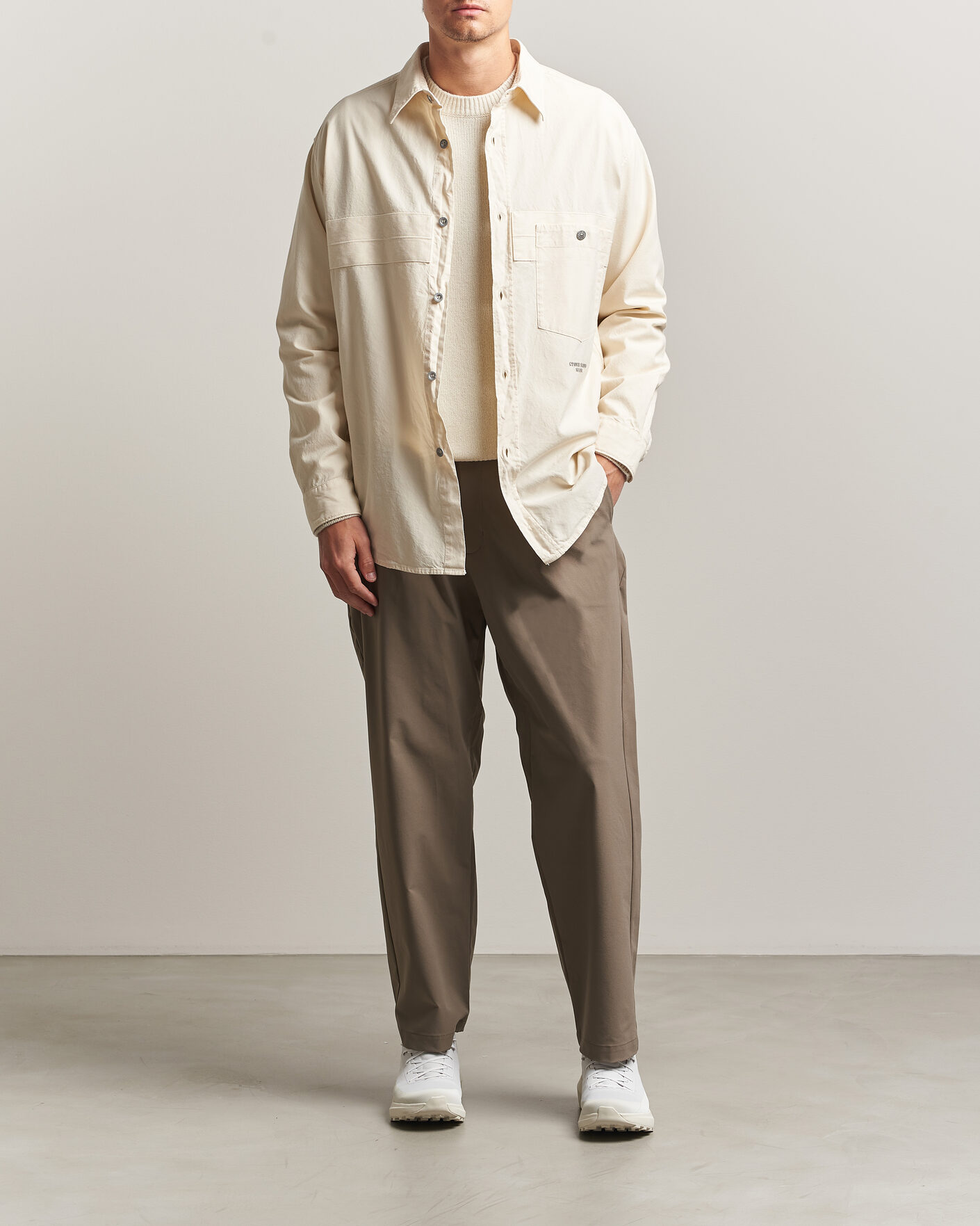 Uomini | Camicie | Stone Island | Marina Cotton Panama Weave Overshirt Ivory