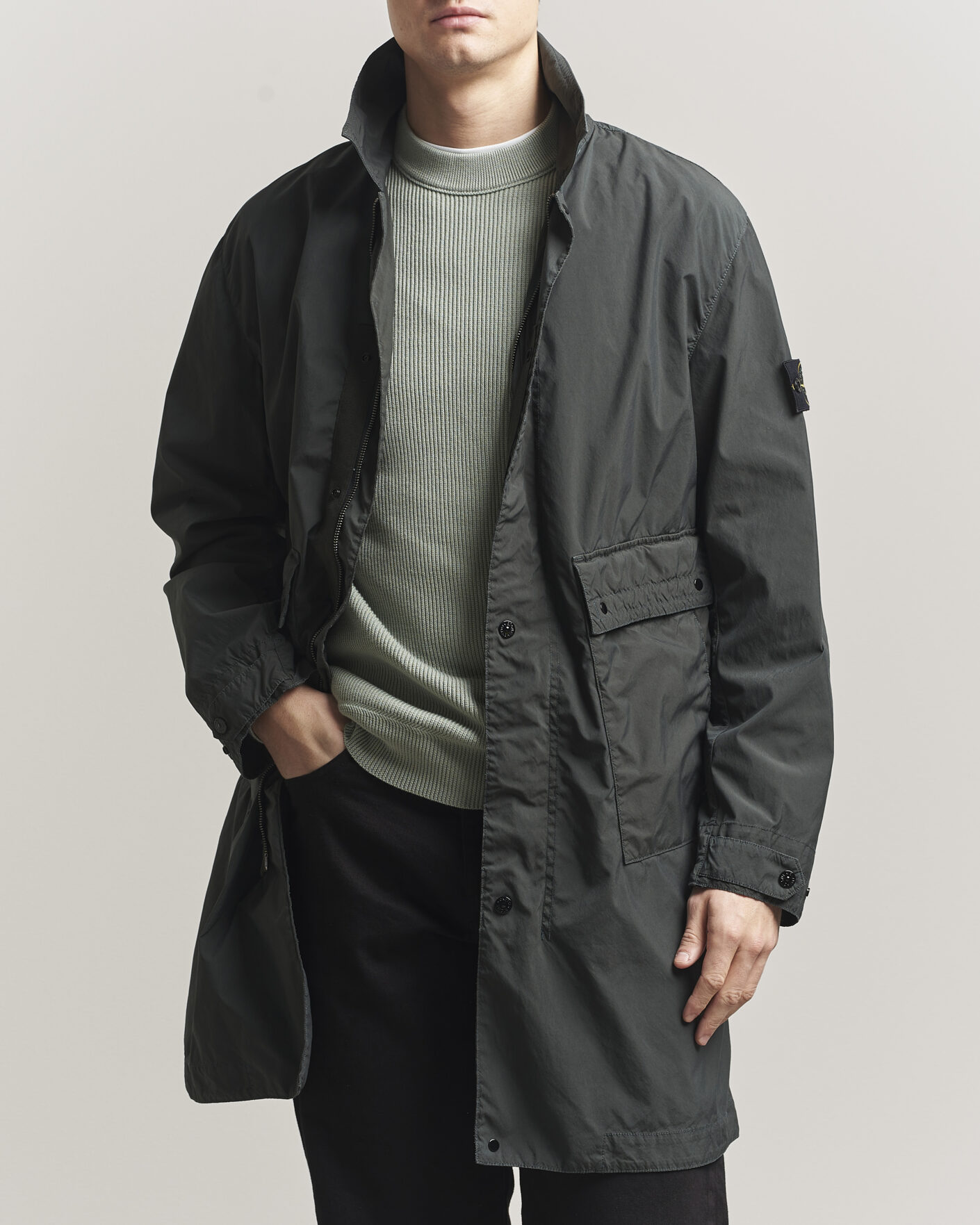 Uomini | Giacche | Stone Island | Light Compact Car Coat Charcoal