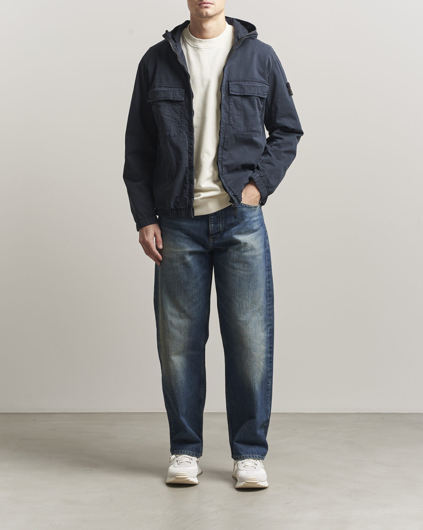 Uomini | Giacche | Stone Island | Stretch Cotton Twill Hood Jacket Navy