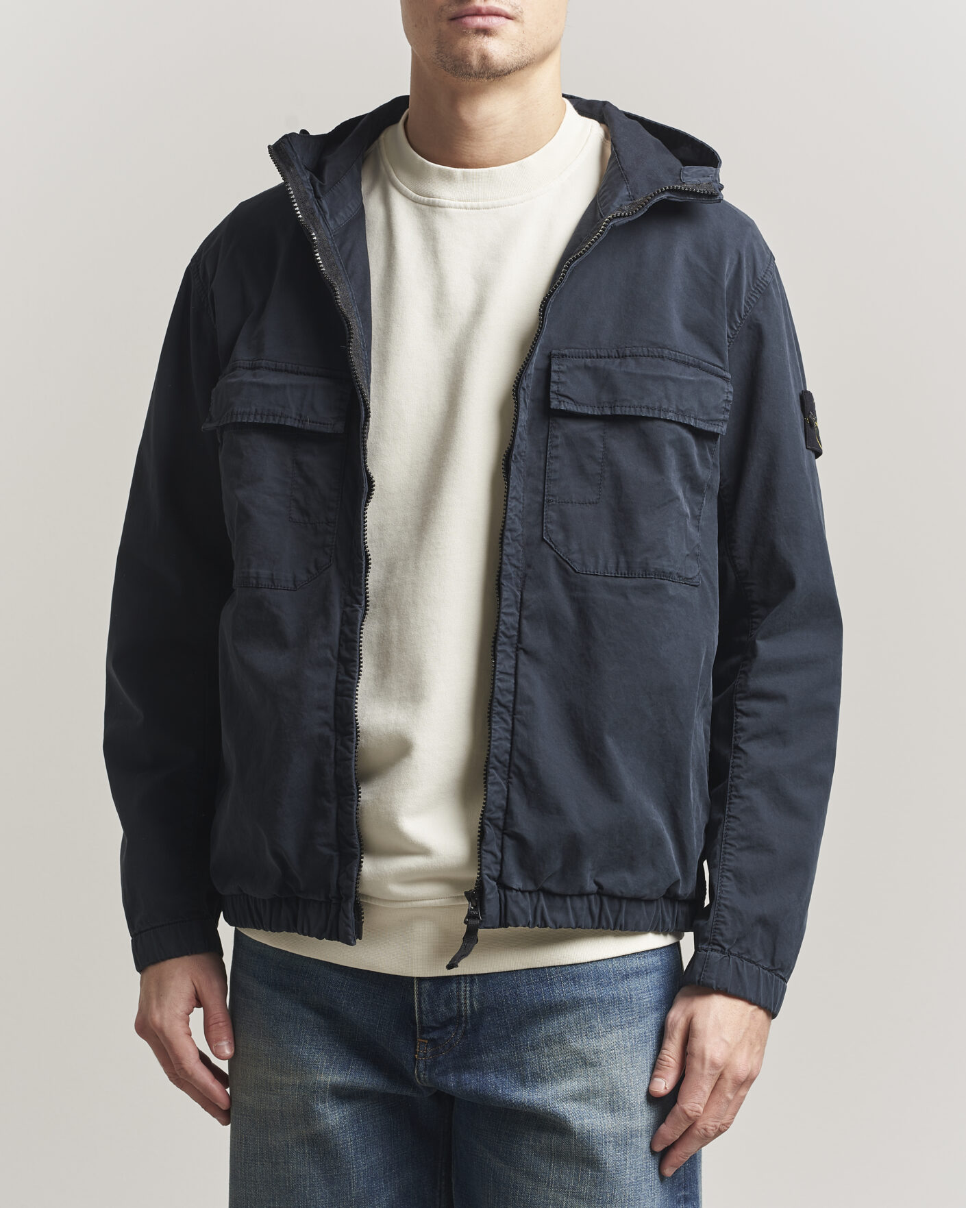 Uomini | Giacche | Stone Island | Stretch Cotton Twill Hood Jacket Navy