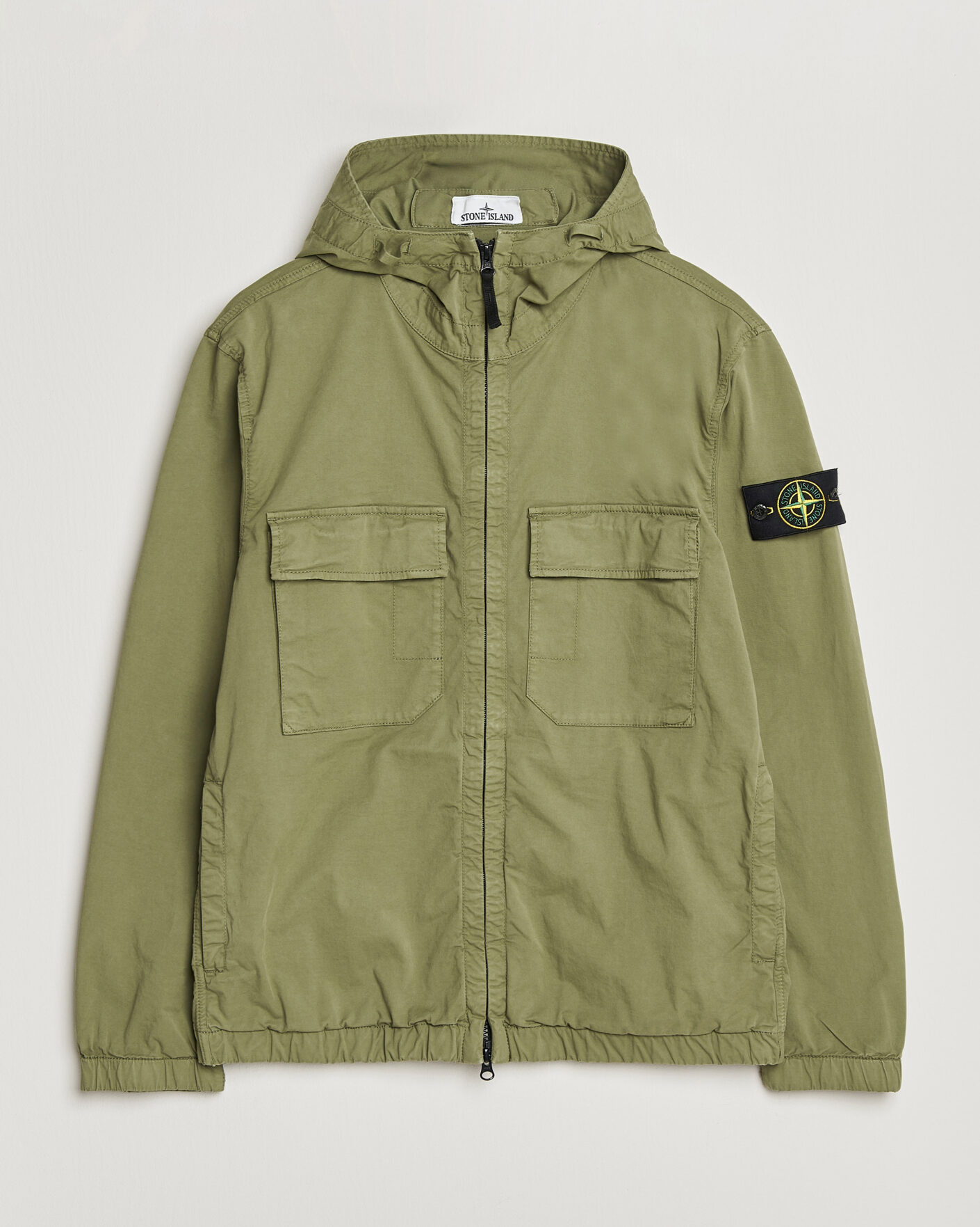 Uomini | Giacche | Stone Island | Stretch Cotton Twill Hood Jacket Military Green