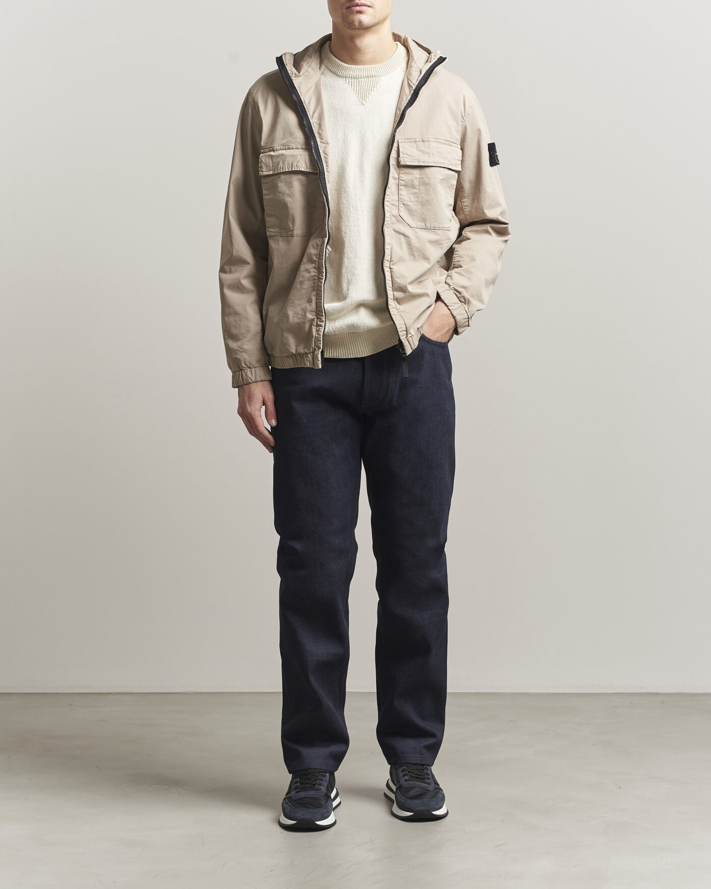 Uomini | Giacche | Stone Island | Stretch Cotton Twill Hood Jacket Desert