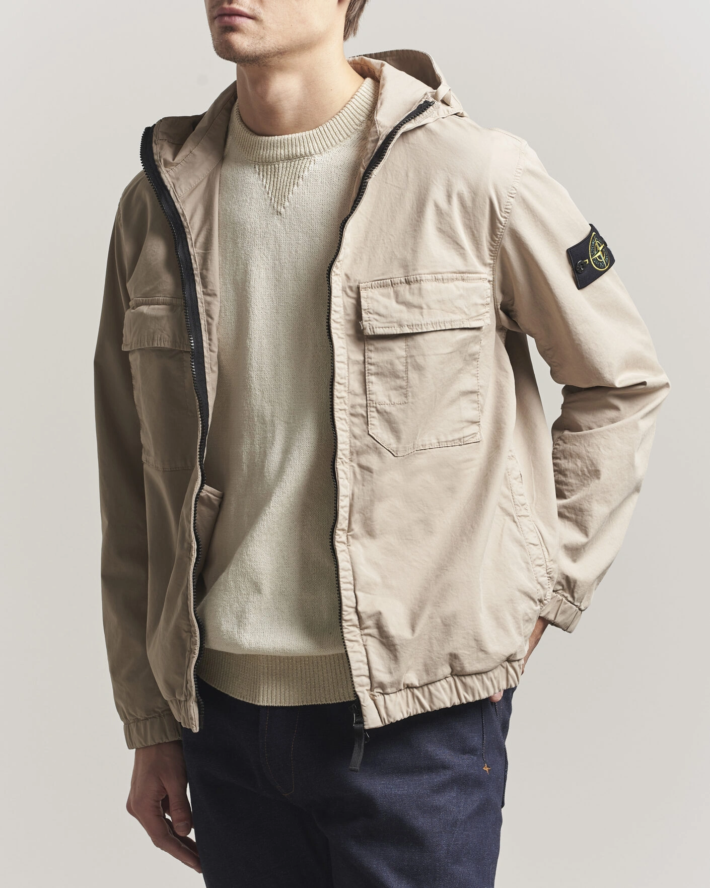 Uomini | Giacche | Stone Island | Stretch Cotton Twill Hood Jacket Desert