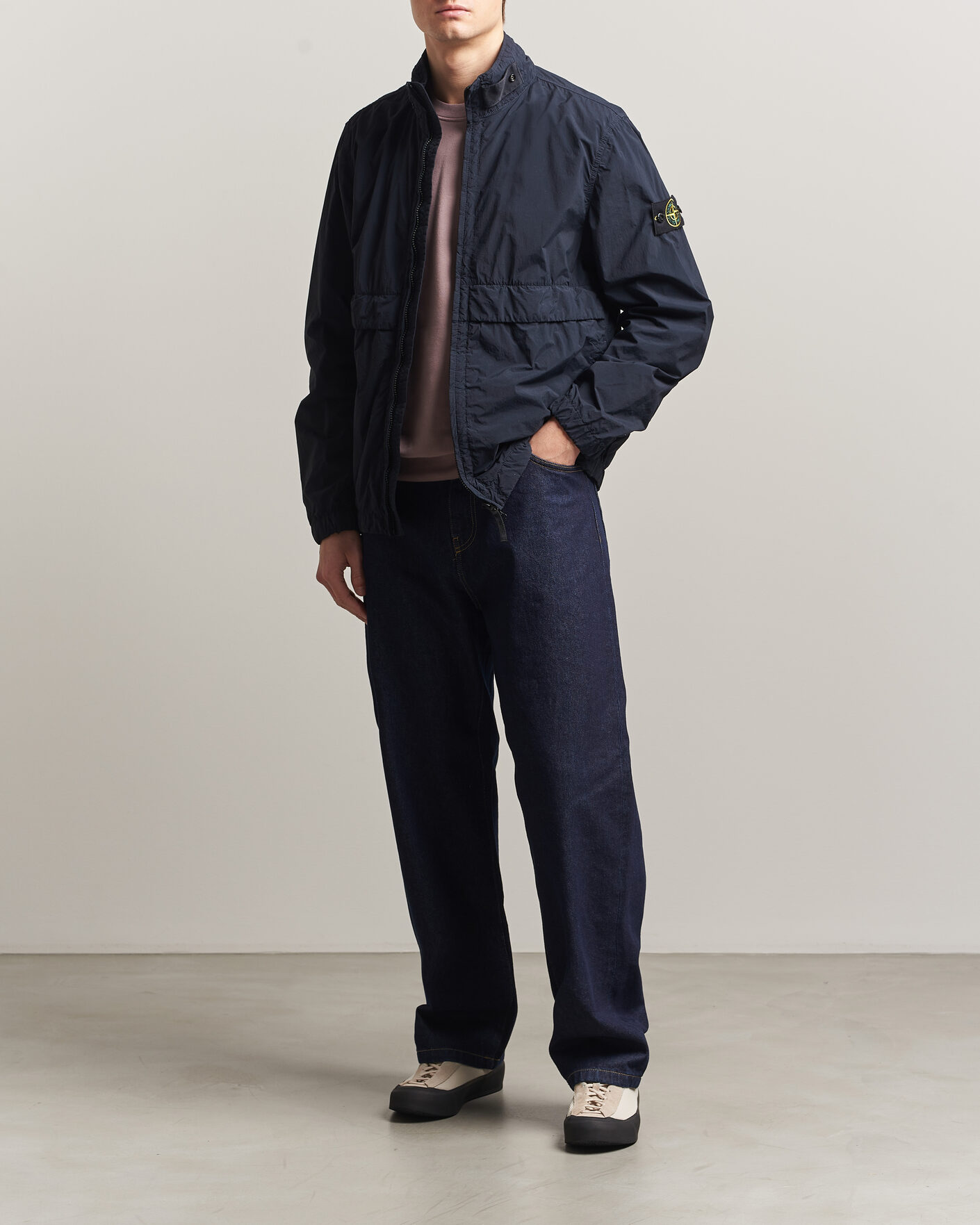 Uomini | Giacche | Stone Island | Nylon Smerigliato-TC Stand Collar Jacket Navy