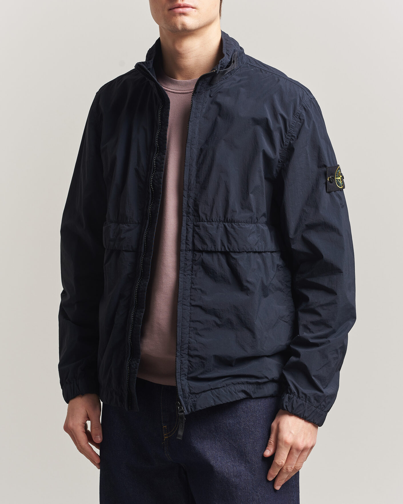 Uomini | Giacche | Stone Island | Nylon Smerigliato-TC Stand Collar Jacket Navy