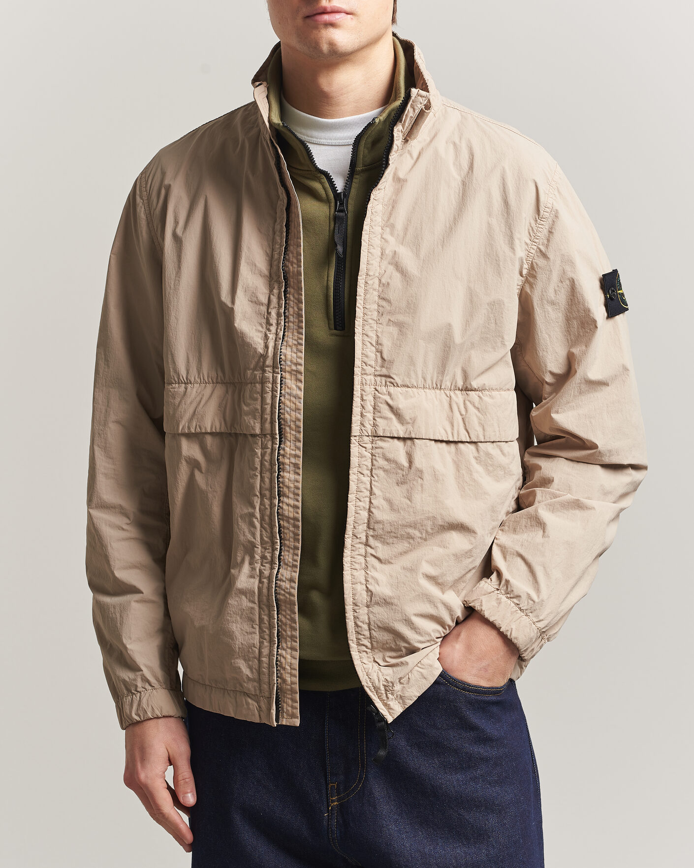 Uomini | Giacche | Stone Island | Nylon Smerigliato-TC Stand Collar Jacket Desert