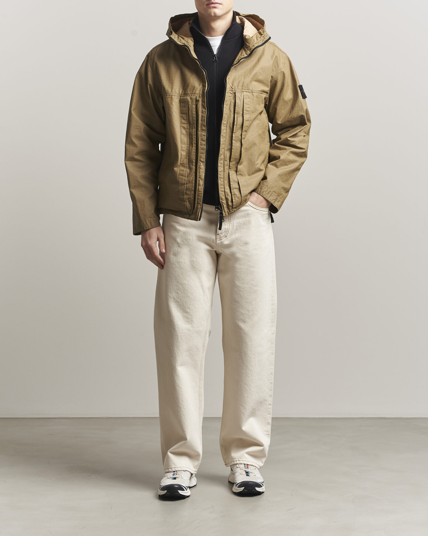 Uomini | Giacche | Stone Island | Double Coated Cotton Ripstop Jacket Military Green