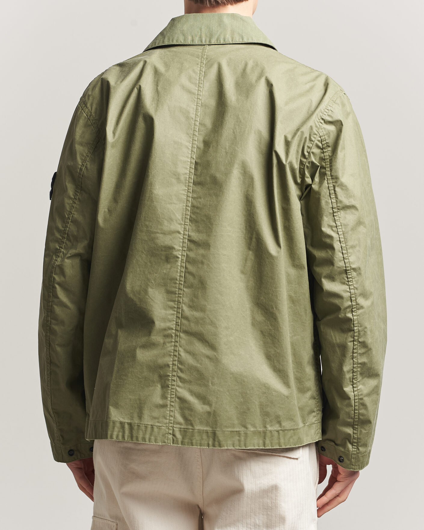 Uomini | Giacche | Stone Island | Waxed Pigment Cotton Tela Coach Jacket Military Green
