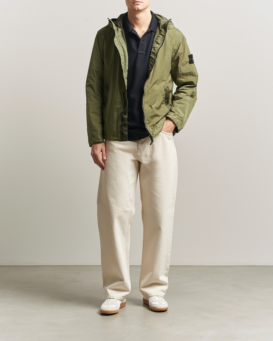 Uomini | Giacche | Stone Island | Crinkle Reps Padded Hood Jacket Military Green