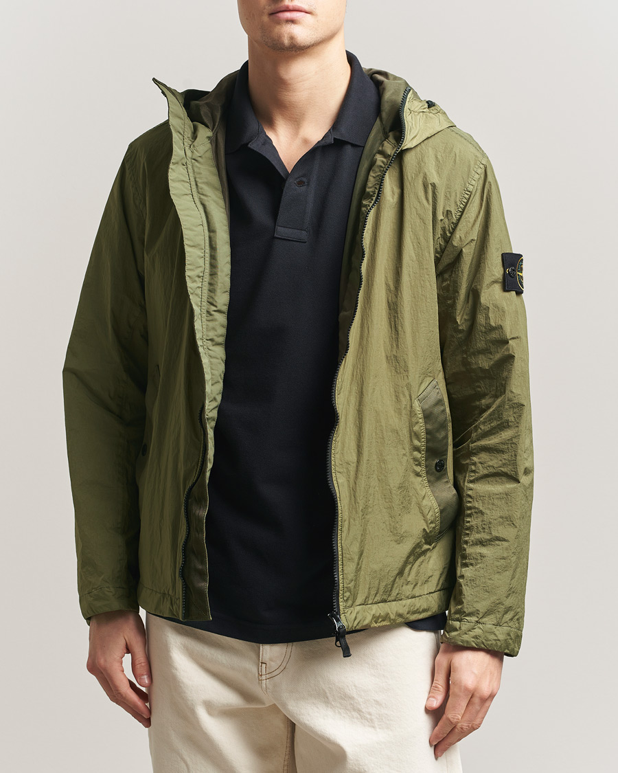 Uomini | Giacche | Stone Island | Crinkle Reps Padded Hood Jacket Military Green