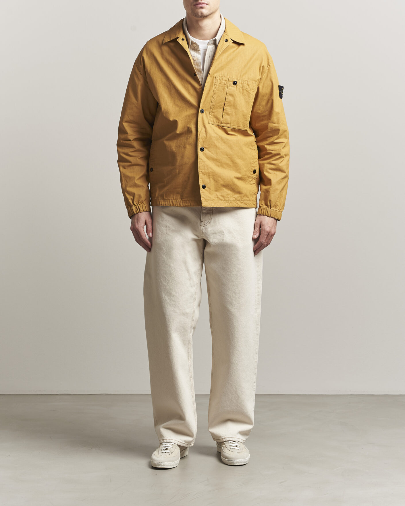 Uomini | Giacche | Stone Island | Double Coated Cotton Ripstop Overshirt Mustard