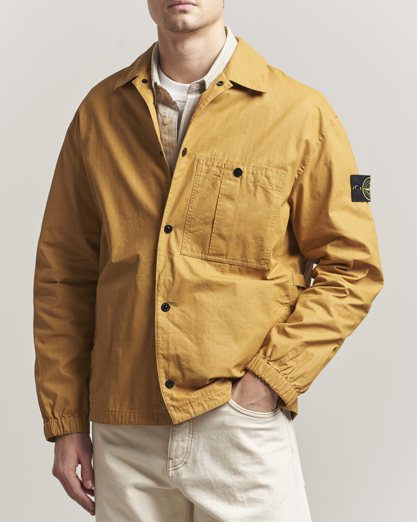 Uomini | Giacche | Stone Island | Double Coated Cotton Ripstop Overshirt Mustard