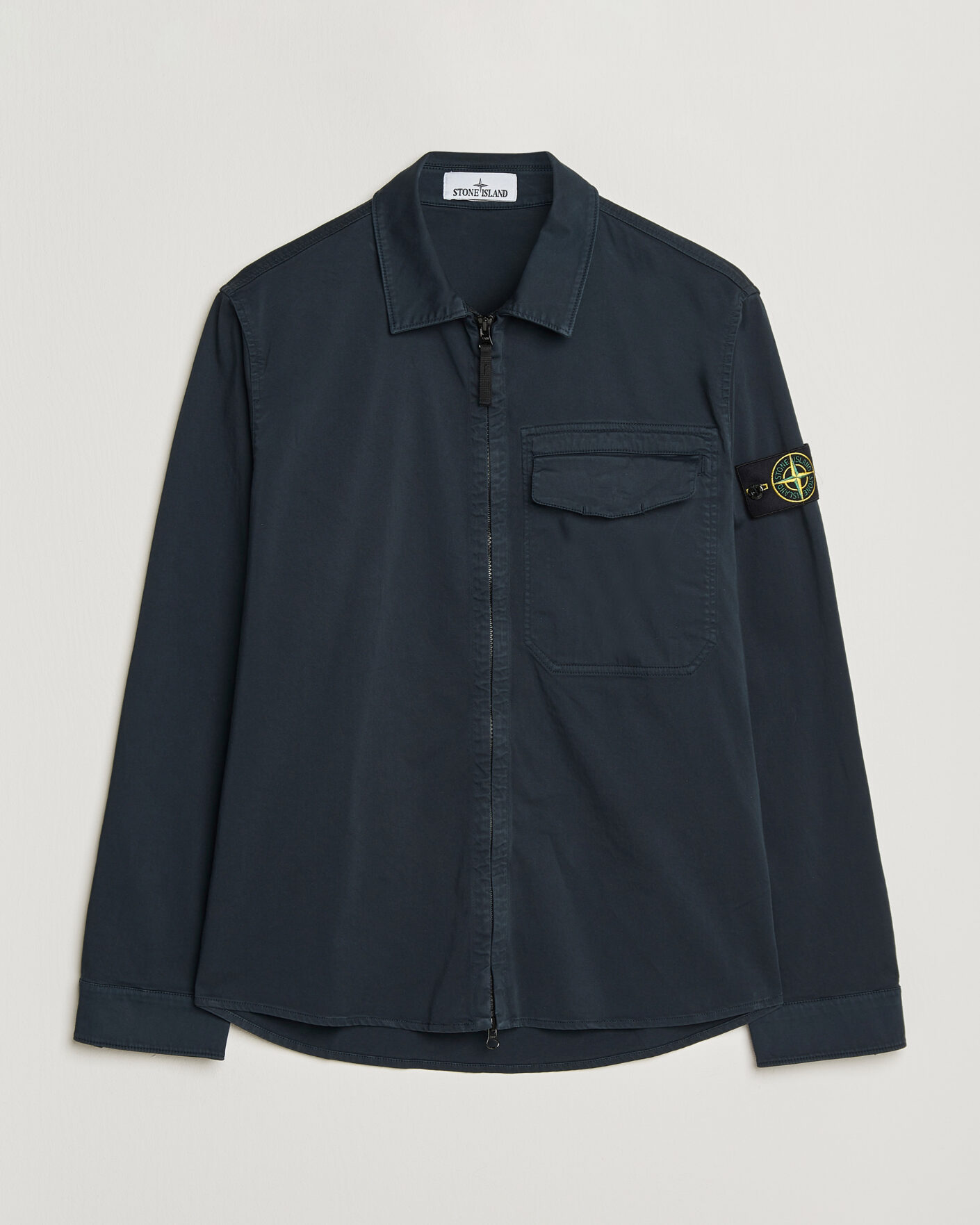Uomini | Camicie | Stone Island | Cotton Stretch Zip Overshirt Navy