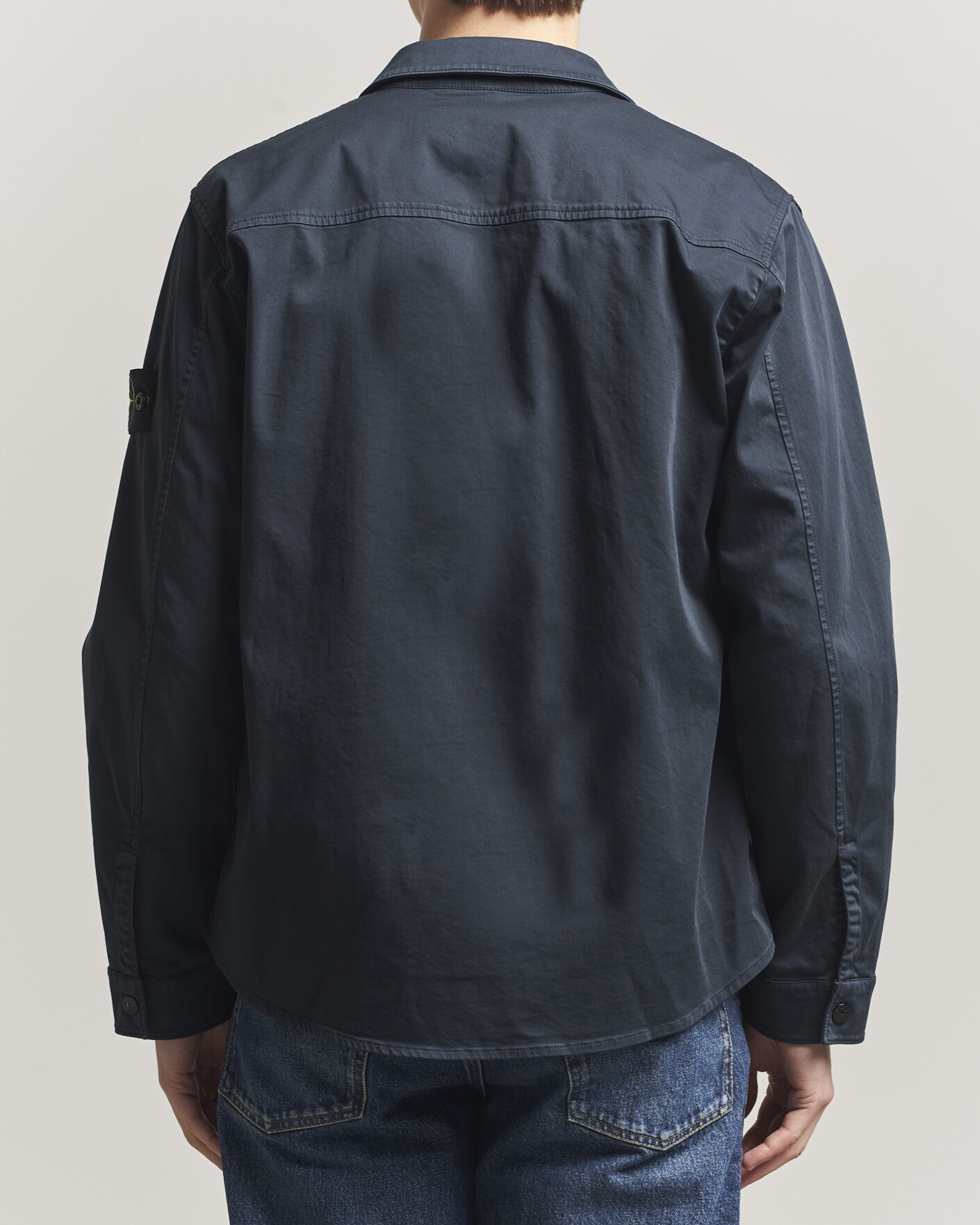 Uomini | Camicie | Stone Island | Cotton Stretch Zip Overshirt Navy