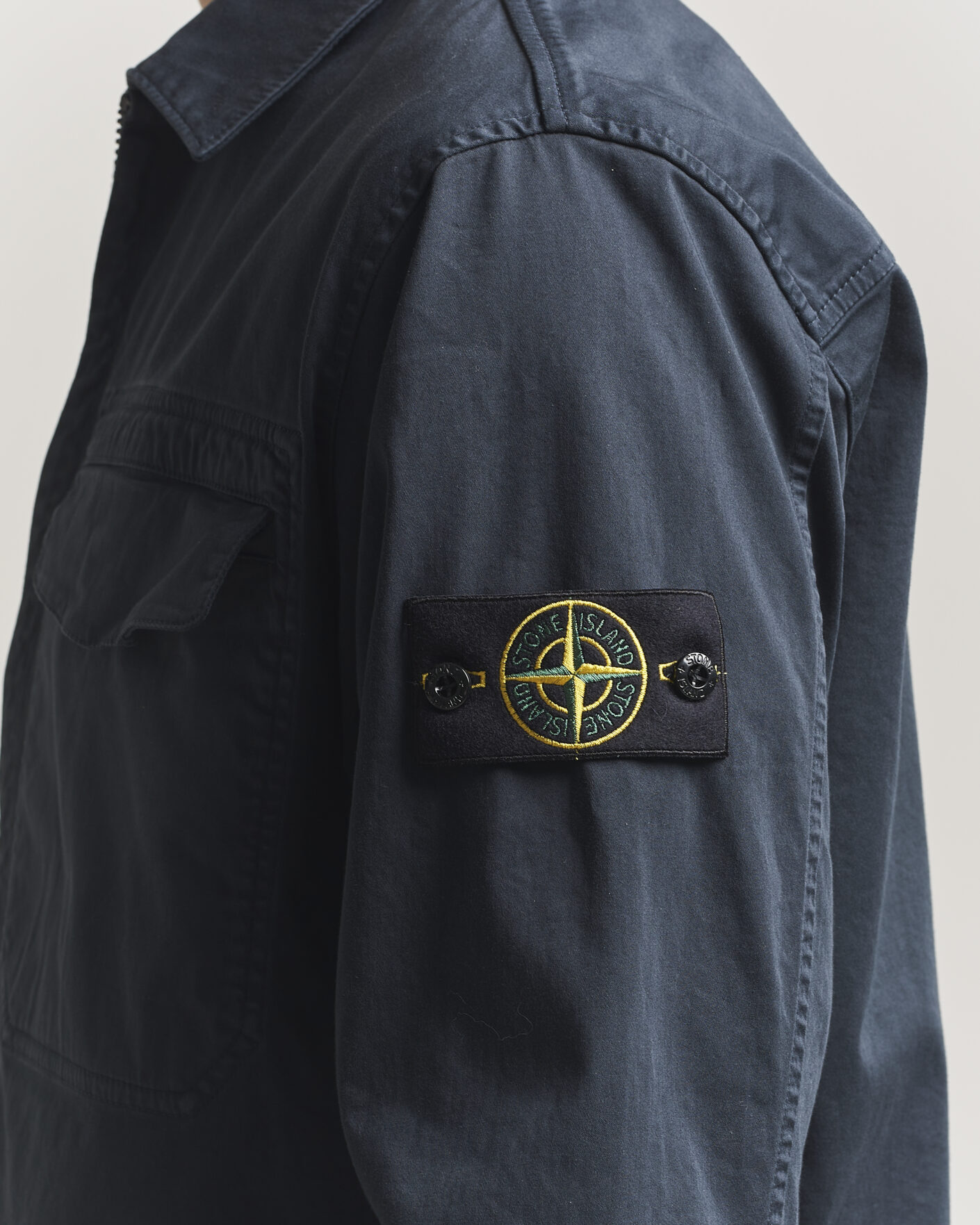 Uomini | Camicie | Stone Island | Cotton Stretch Zip Overshirt Navy