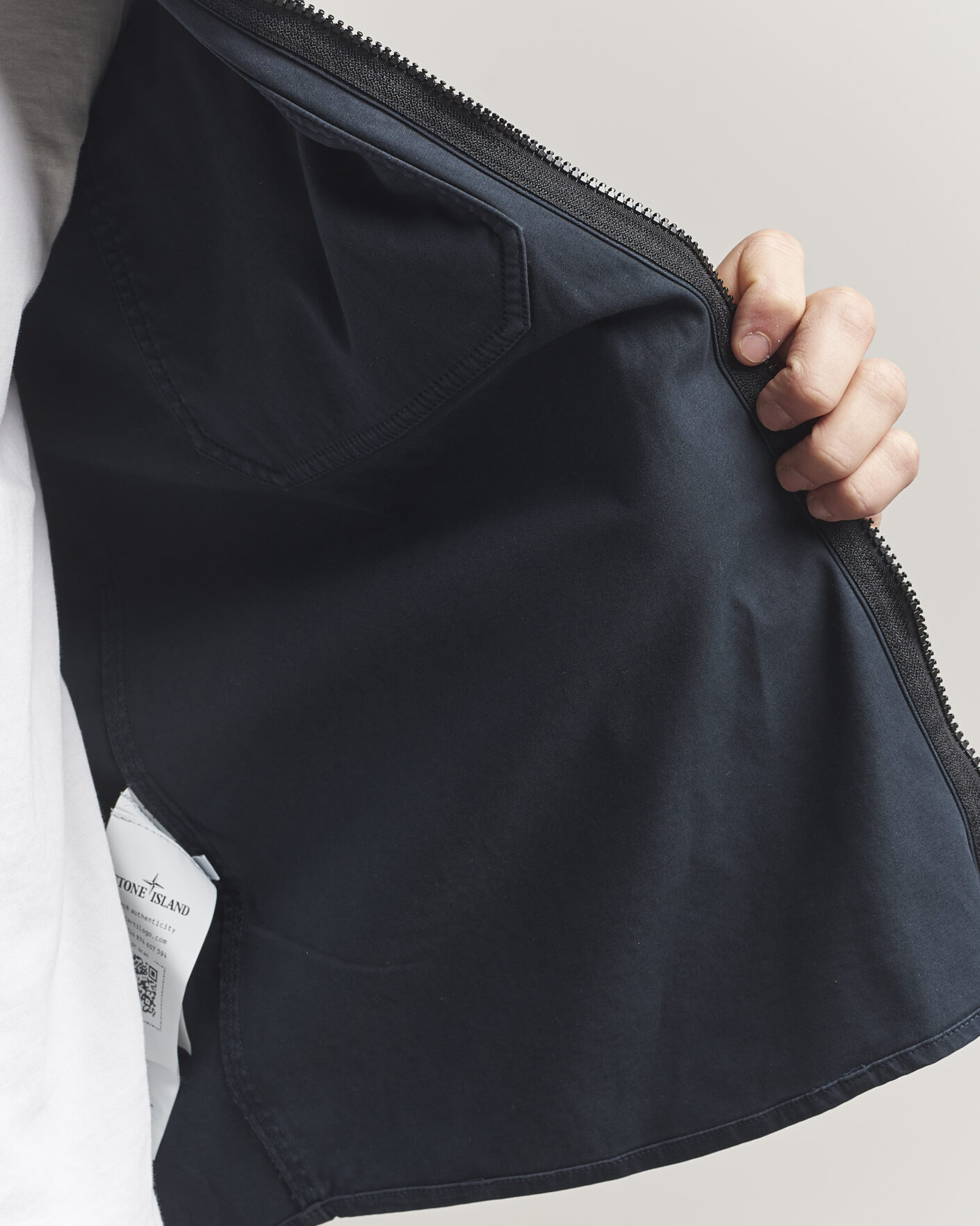 Uomini | Camicie | Stone Island | Cotton Stretch Zip Overshirt Navy