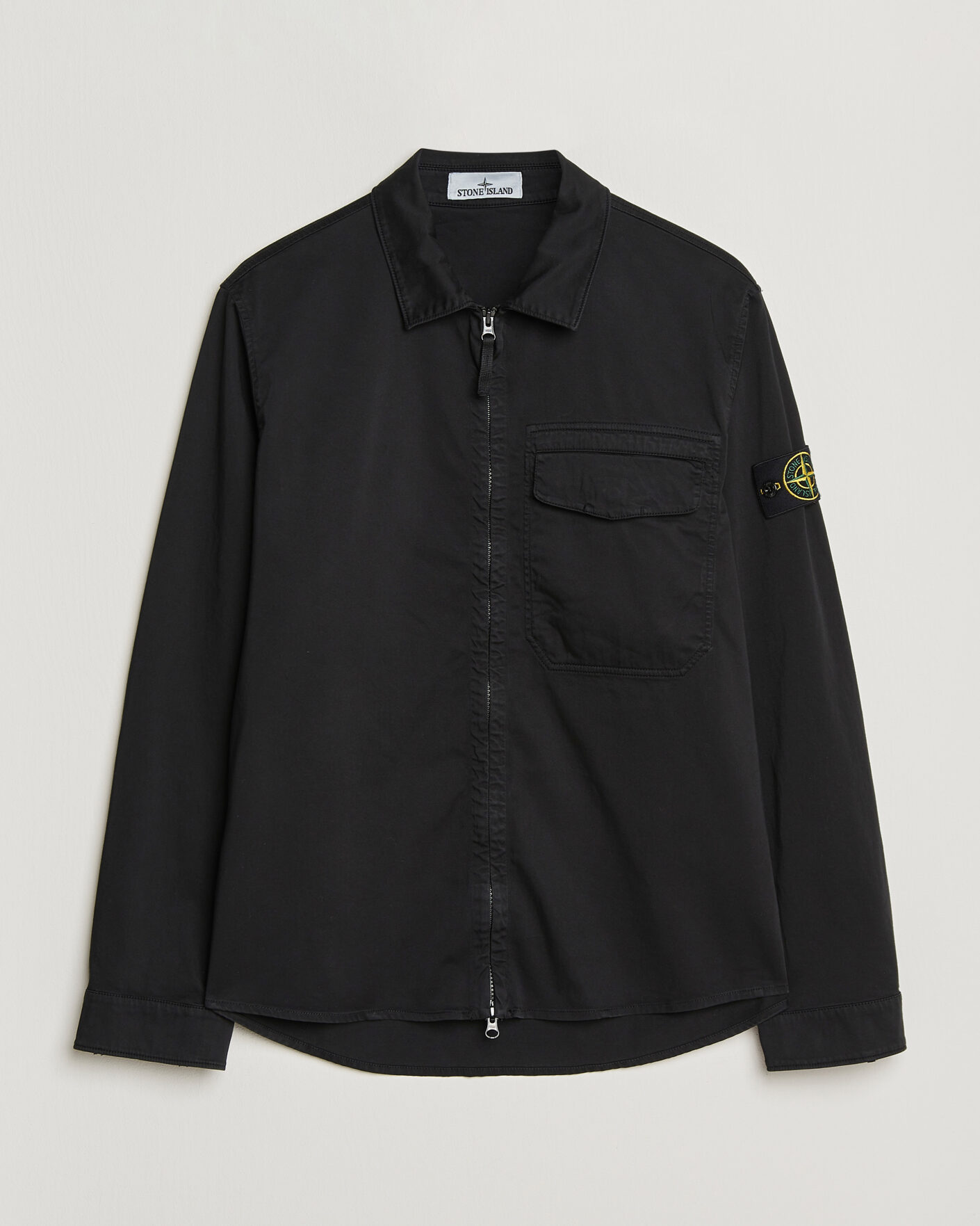 Uomini | Camicie | Stone Island | Cotton Stretch Zip Overshirt Black