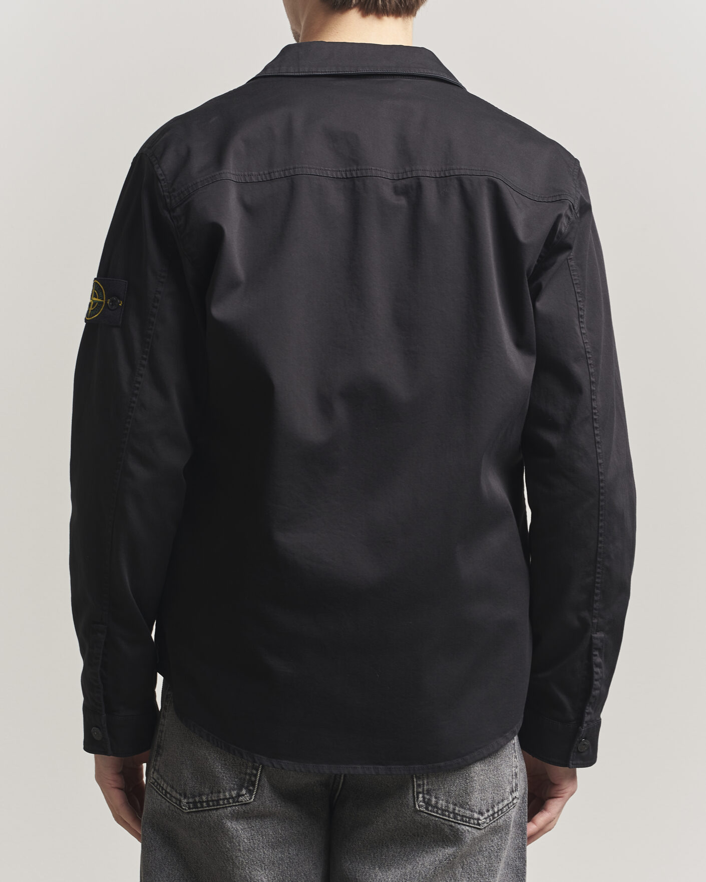 Uomini | Camicie | Stone Island | Cotton Stretch Zip Overshirt Black