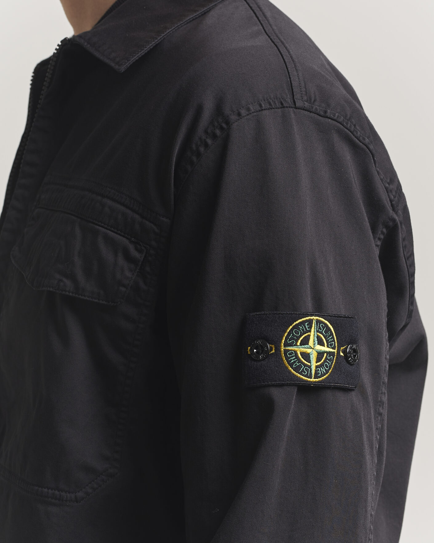 Uomini | Camicie | Stone Island | Cotton Stretch Zip Overshirt Black