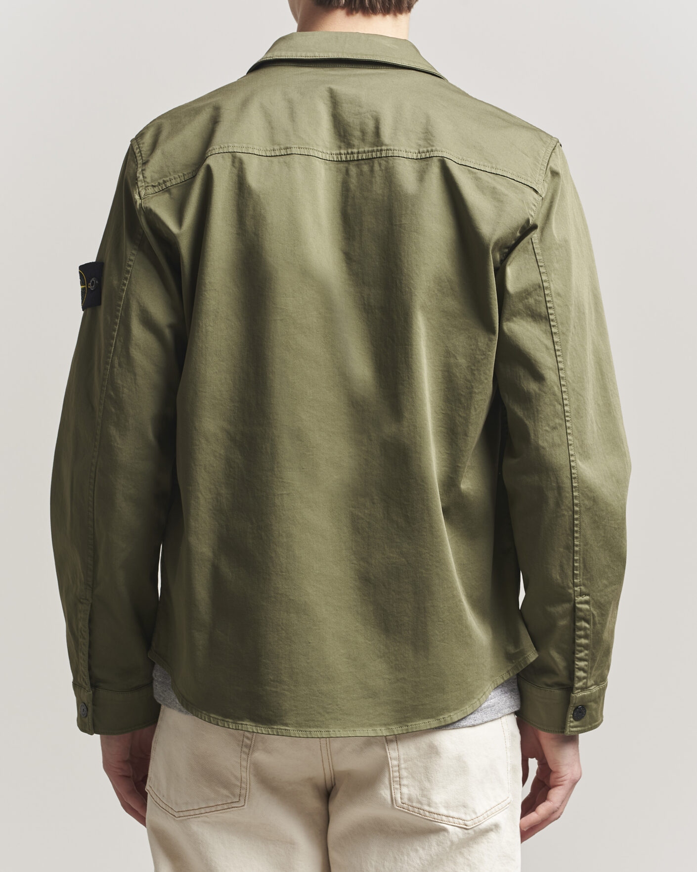Uomini | Camicie | Stone Island | Cotton Stretch Zip Overshirt Military Green