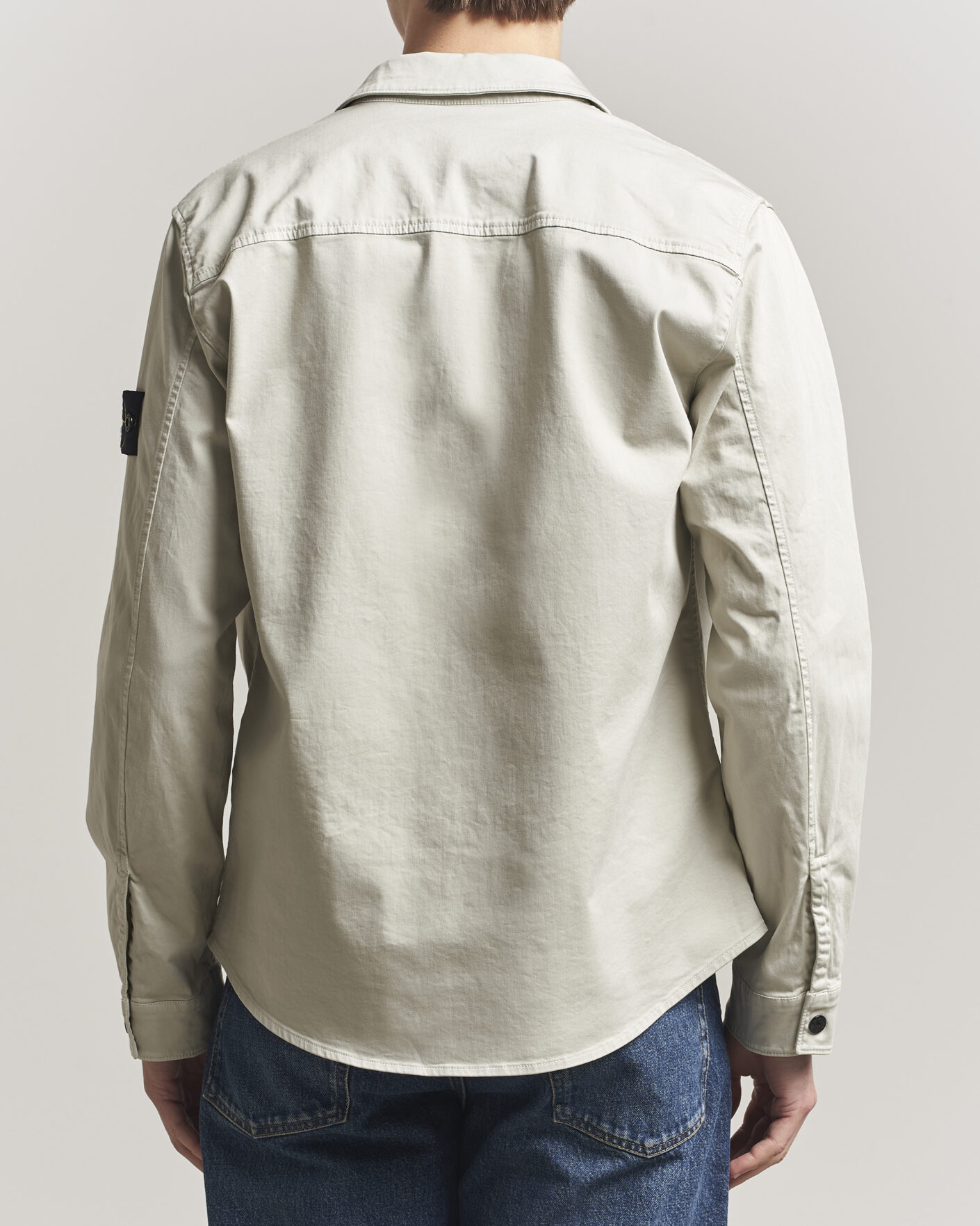 Uomini | Camicie | Stone Island | Cotton Stretch Zip Overshirt Pearl Grey