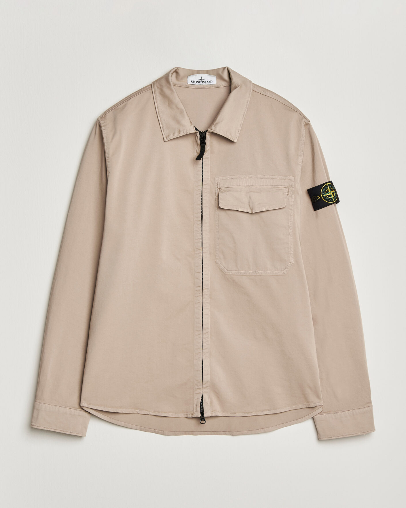 Uomini | Camicie | Stone Island | Cotton Stretch Zip Overshirt Desert