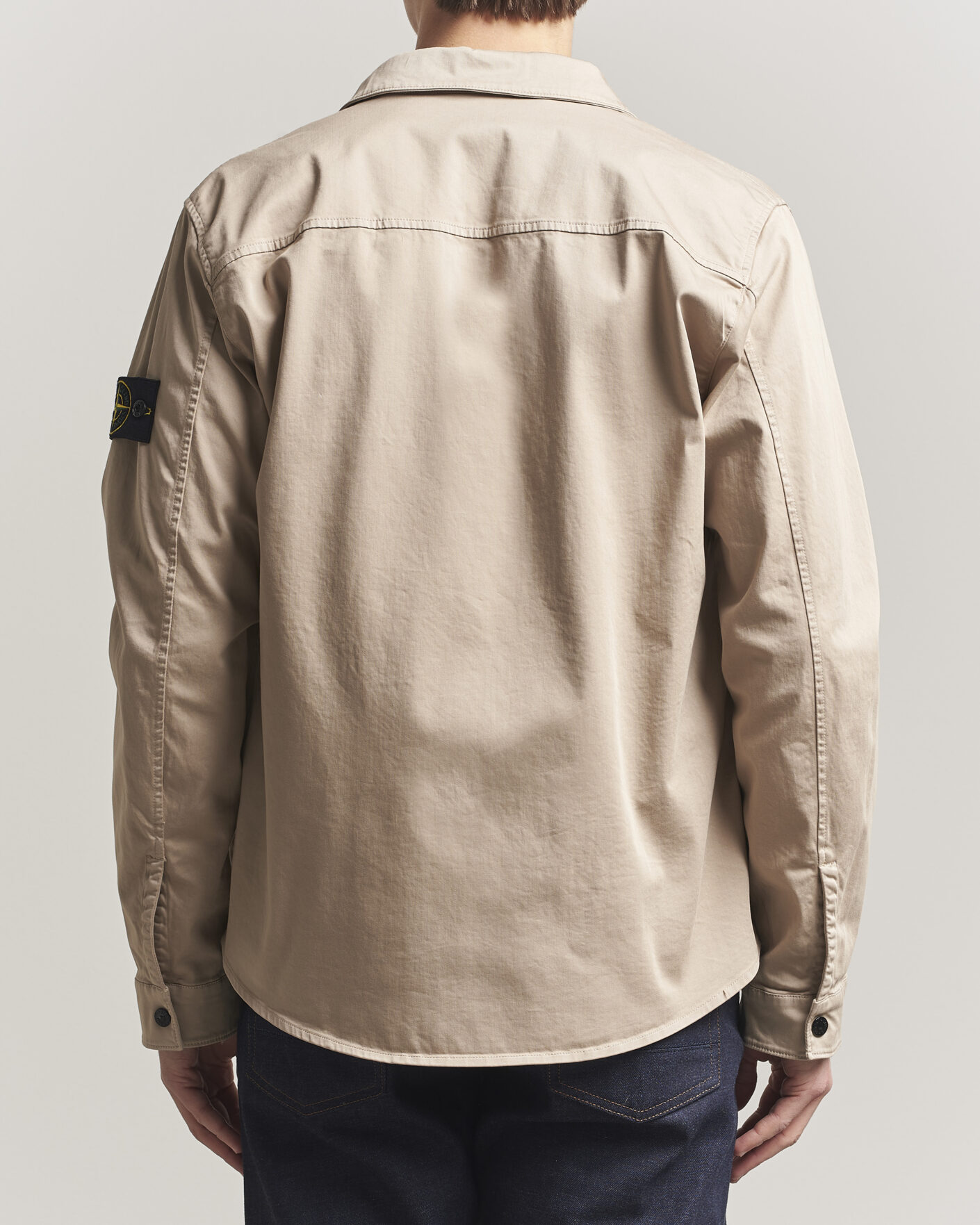 Uomini | Camicie | Stone Island | Cotton Stretch Zip Overshirt Desert