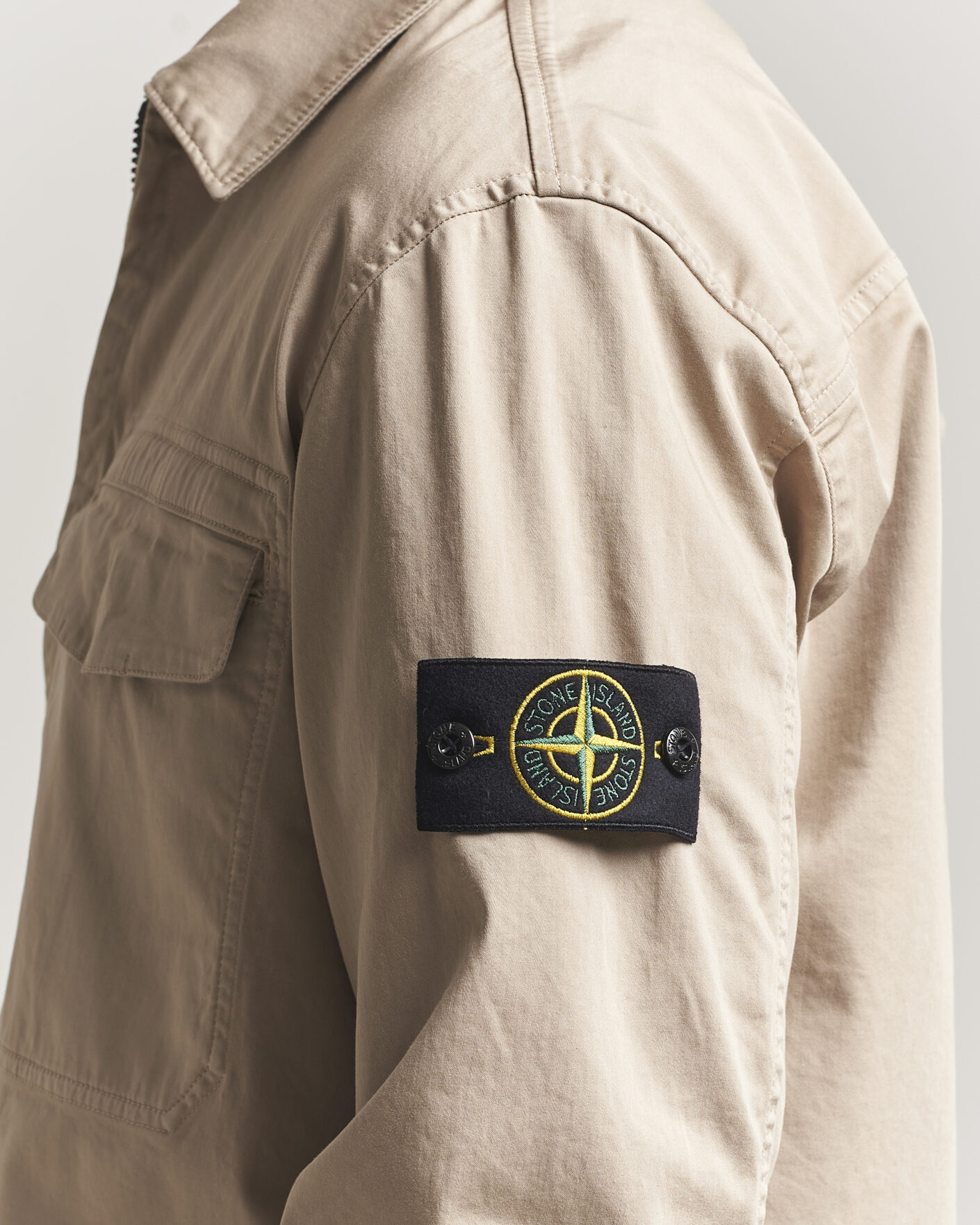 Uomini | Camicie | Stone Island | Cotton Stretch Zip Overshirt Desert