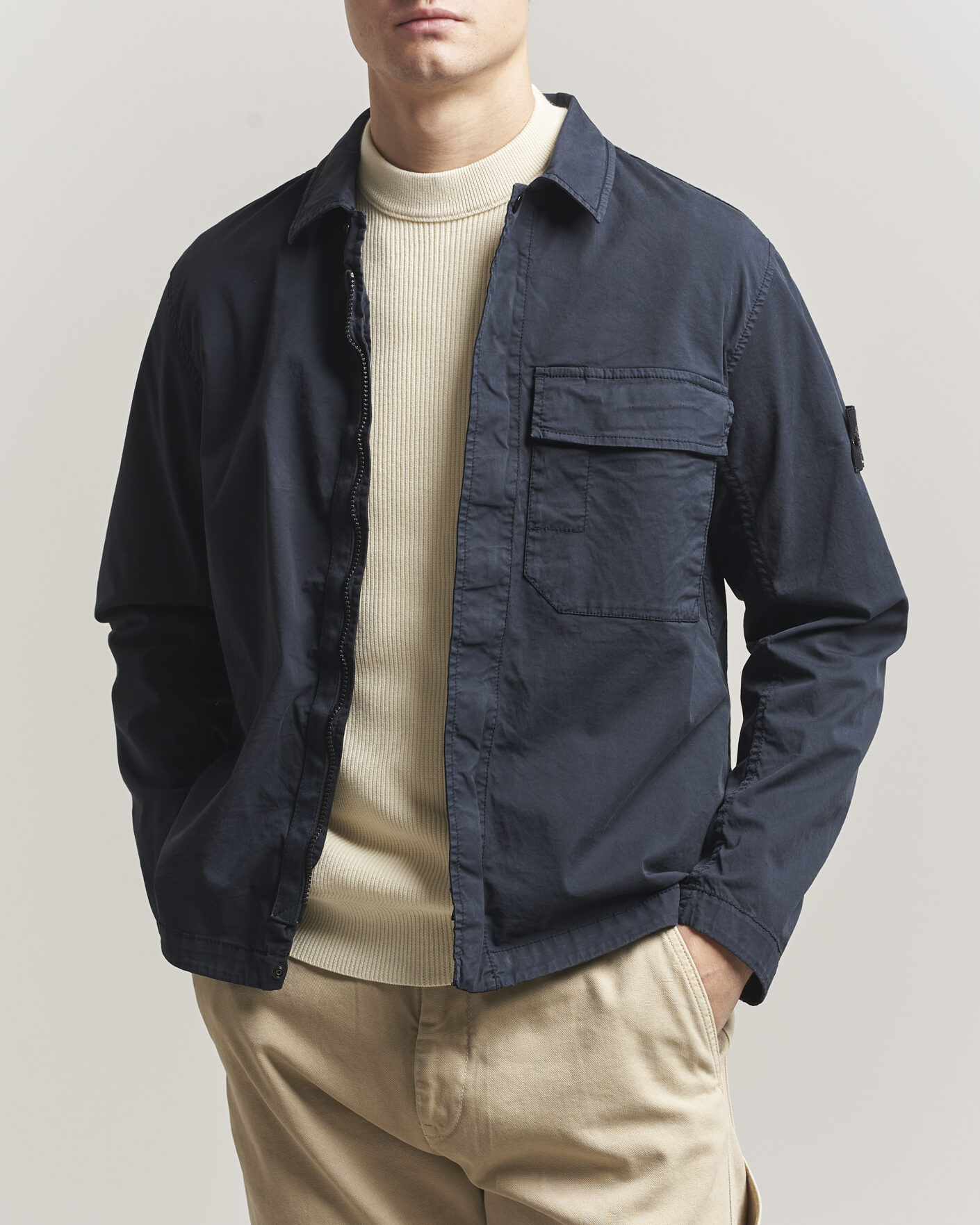 Uomini | Giacche | Stone Island | Organic Cotton Twill Overshirt Navy