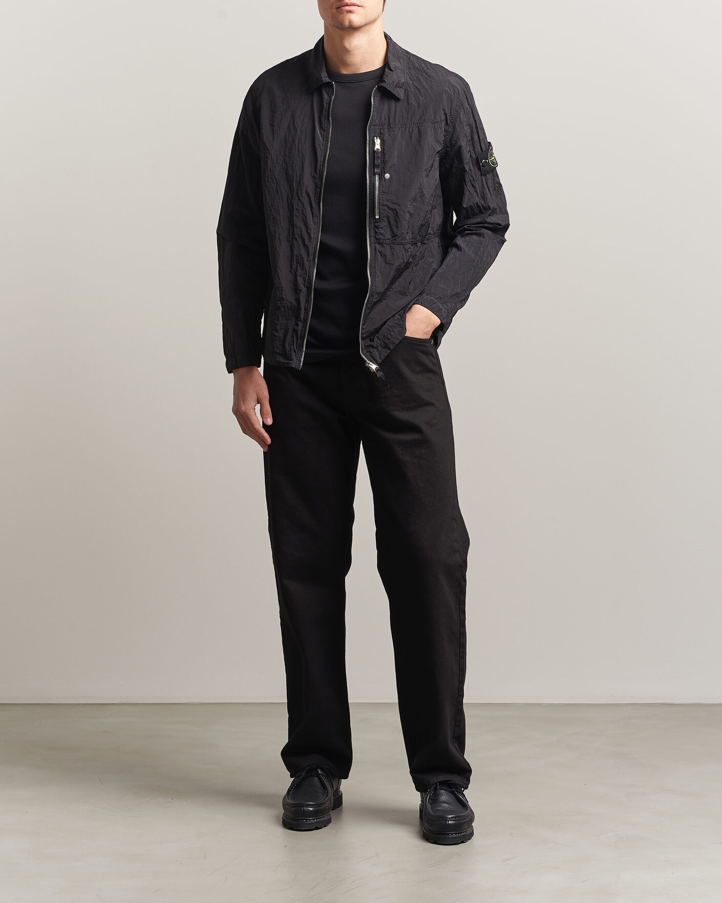 Uomini | Camicie | Stone Island | Nylon Metal Zip Overshirt Black
