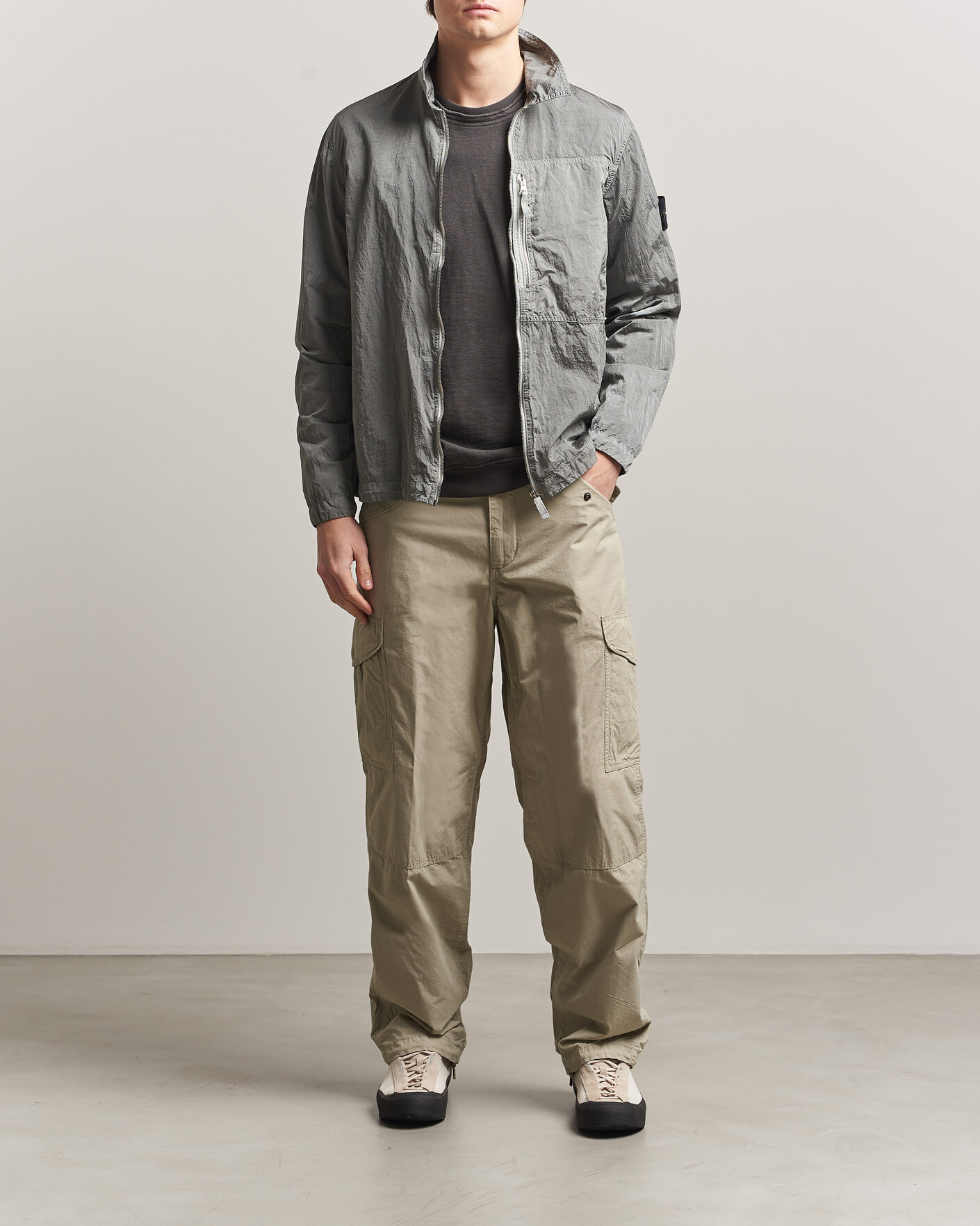 Uomini | Camicie | Stone Island | Nylon Metal Zip Overshirt Pearl Grey