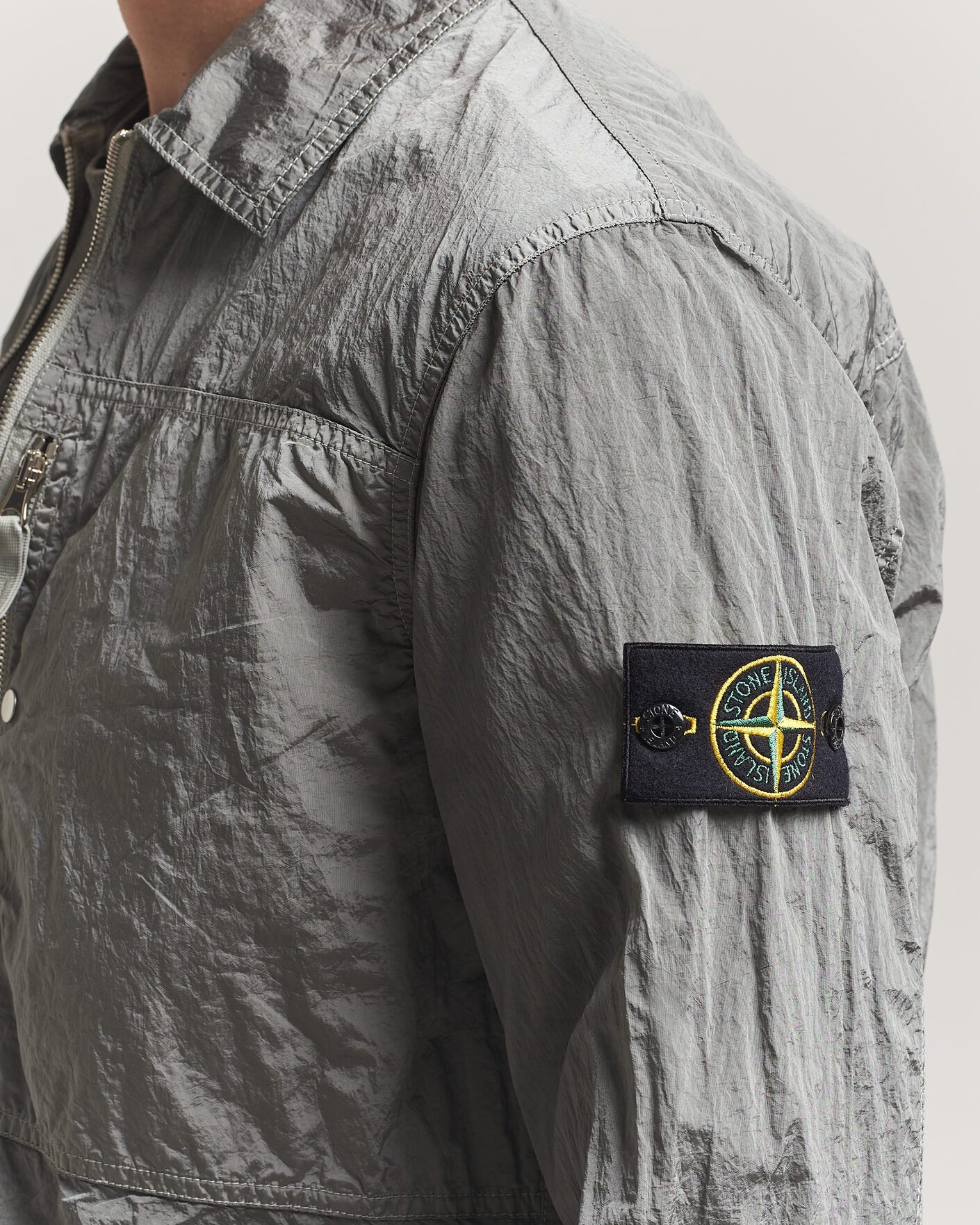 Uomini | Camicie | Stone Island | Nylon Metal Zip Overshirt Pearl Grey