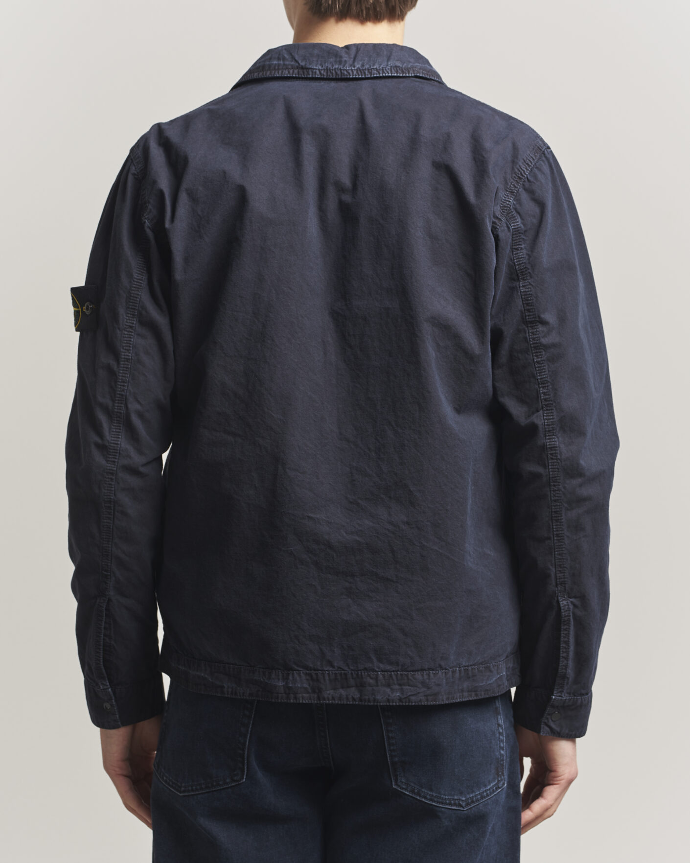 Uomini | Camicie | Stone Island | Brushed Cotton Canvas Zip Overshirt Navy