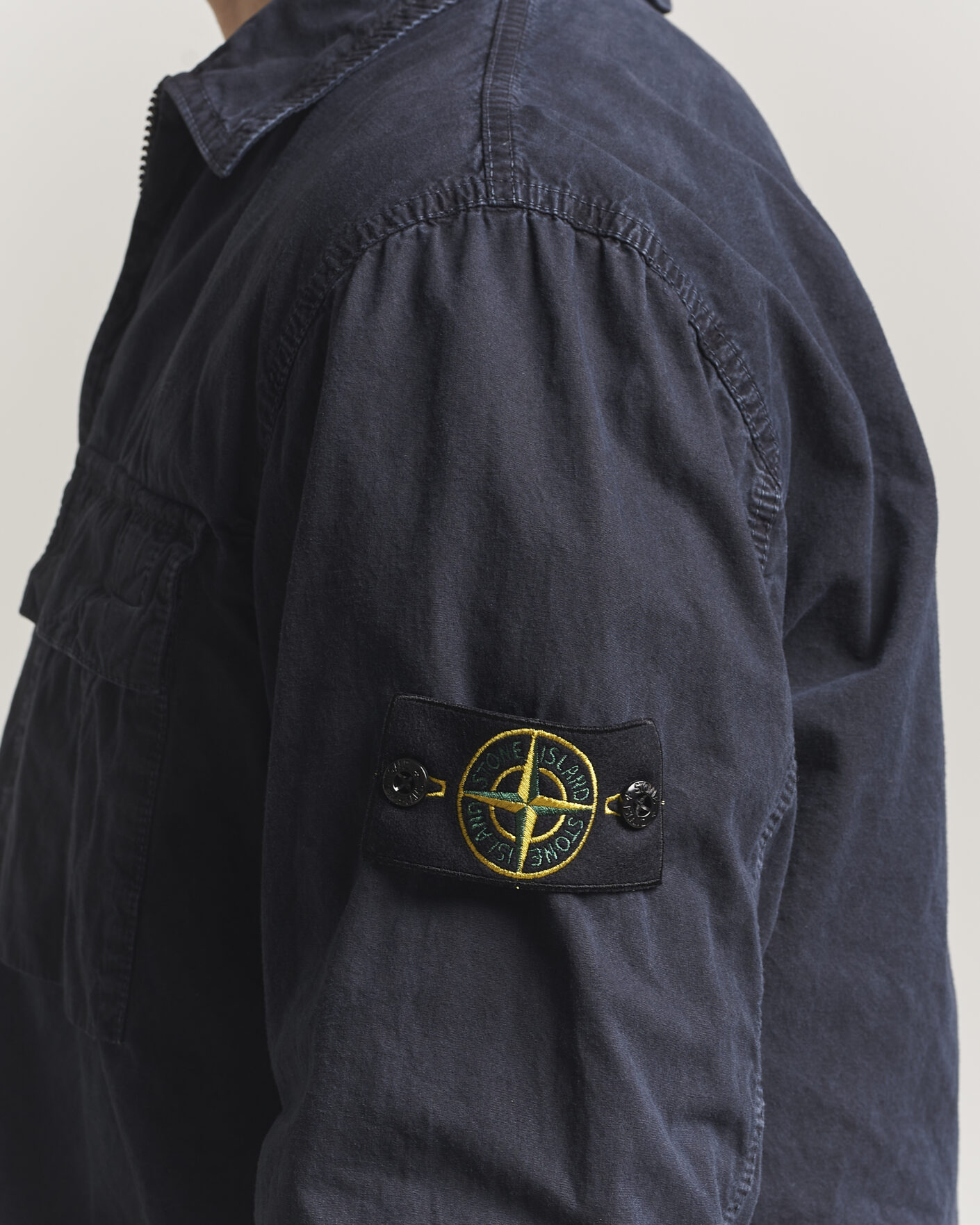 Uomini | Camicie | Stone Island | Brushed Cotton Canvas Zip Overshirt Navy
