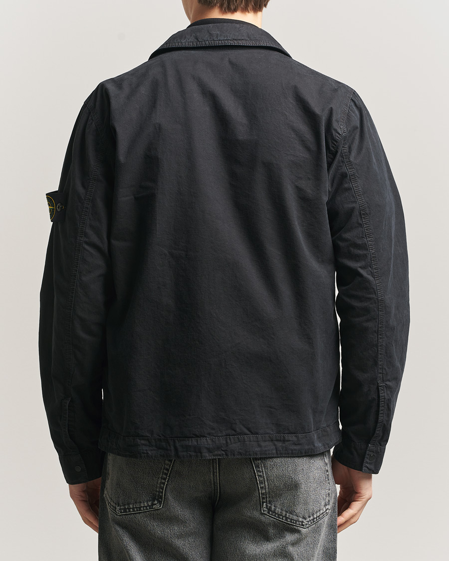 Uomini | Camicie | Stone Island | Brushed Cotton Canvas Zip Overshirt Black