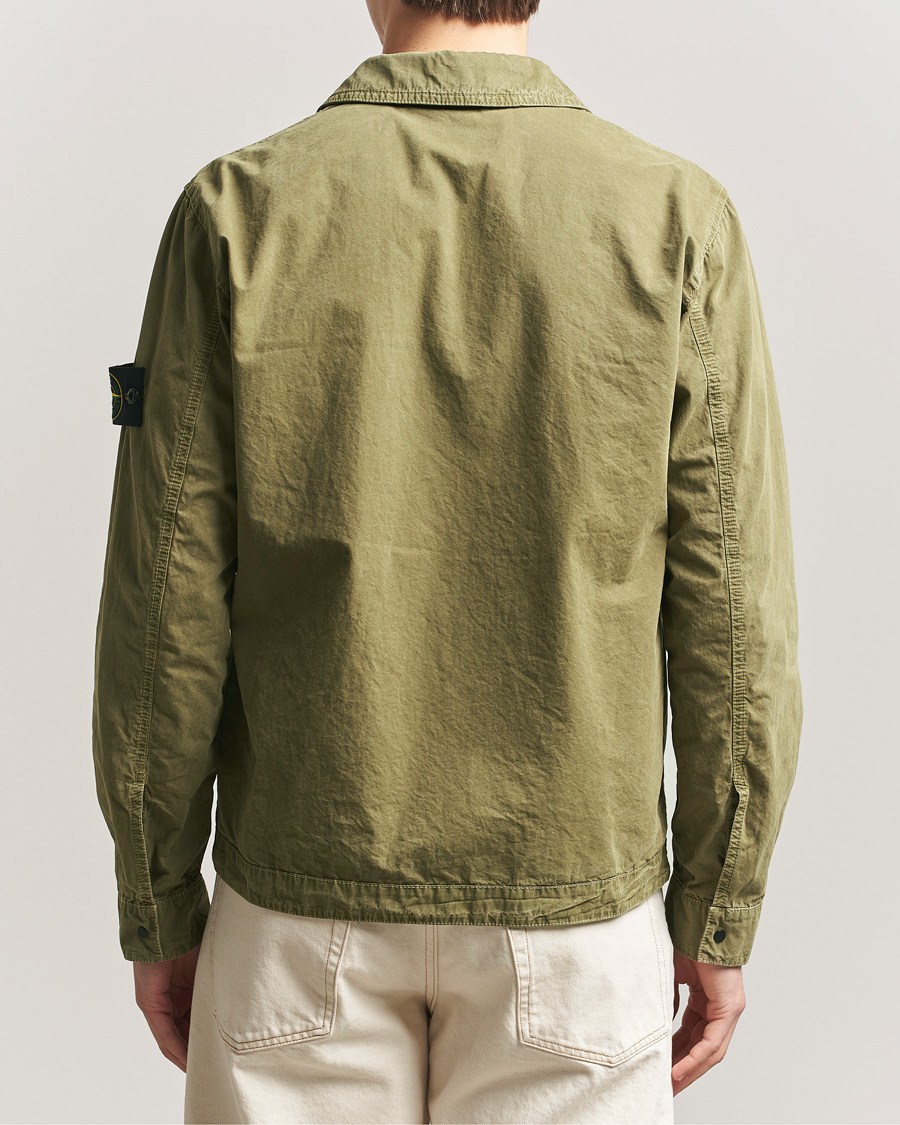 Uomini | Camicie | Stone Island | Brushed Cotton Canvas Zip Overshirt Military Green