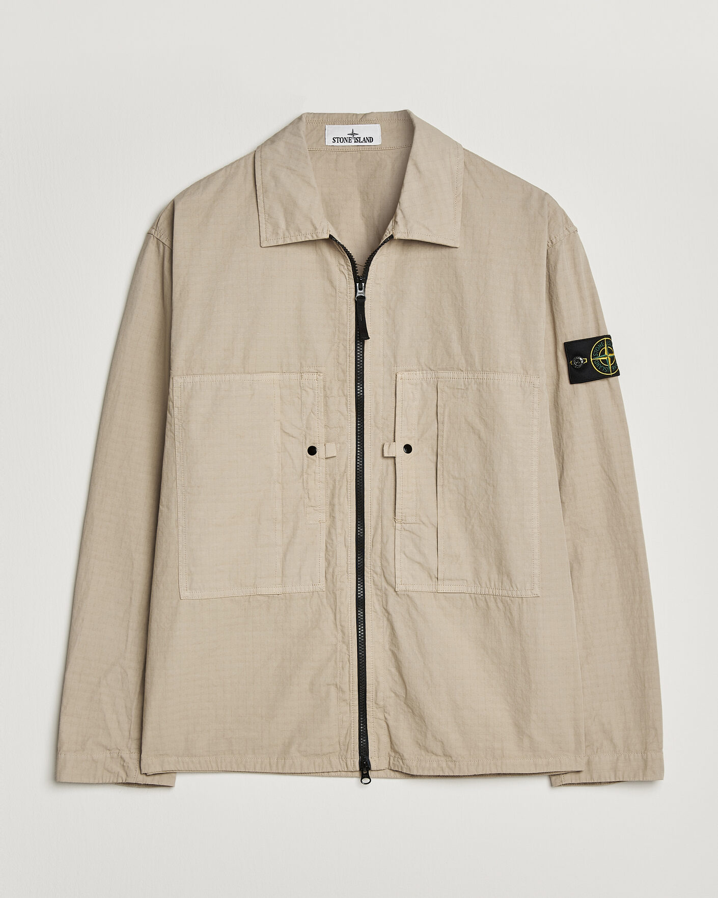 Uomini | Camicie | Stone Island | Cotton Ripstop Zip Overshirt Desert