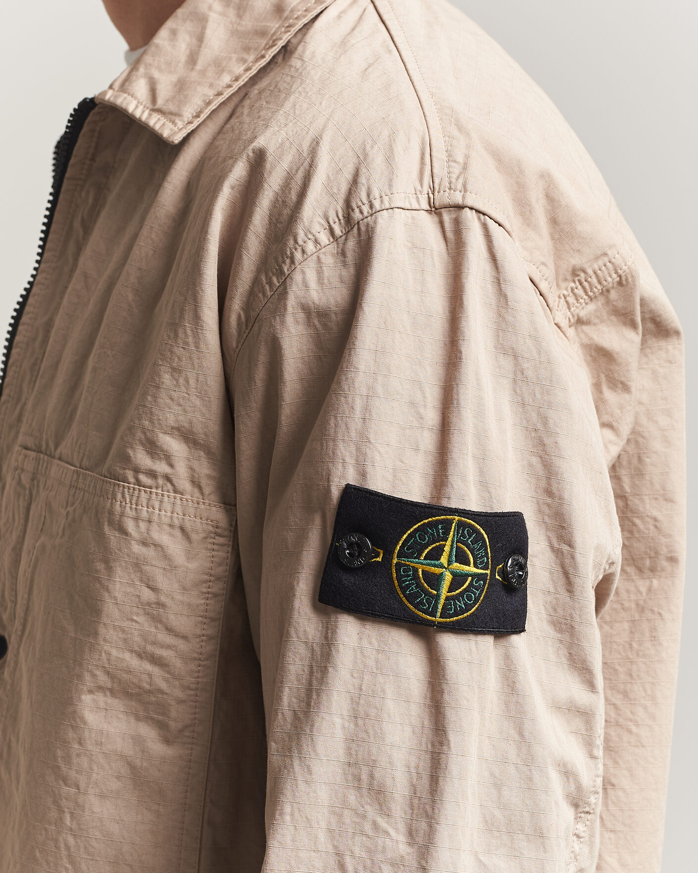Uomini | Camicie | Stone Island | Cotton Ripstop Zip Overshirt Desert