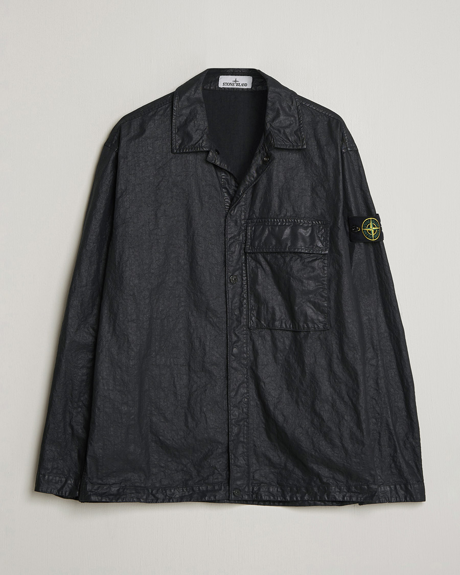 Uomini | Camicie | Stone Island | Garment Dyed Nylon Zip Overshirt Black
