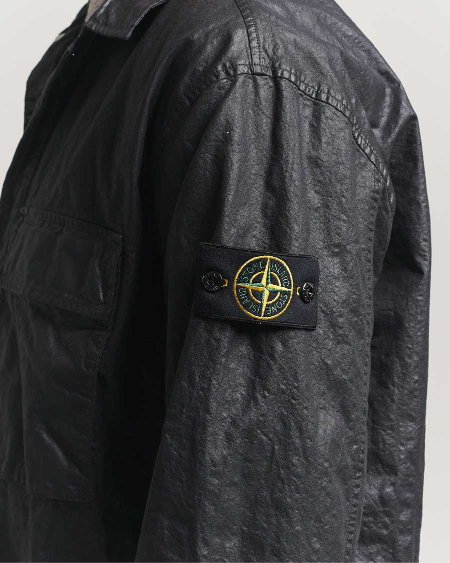 Uomini | Camicie | Stone Island | Garment Dyed Nylon Zip Overshirt Black