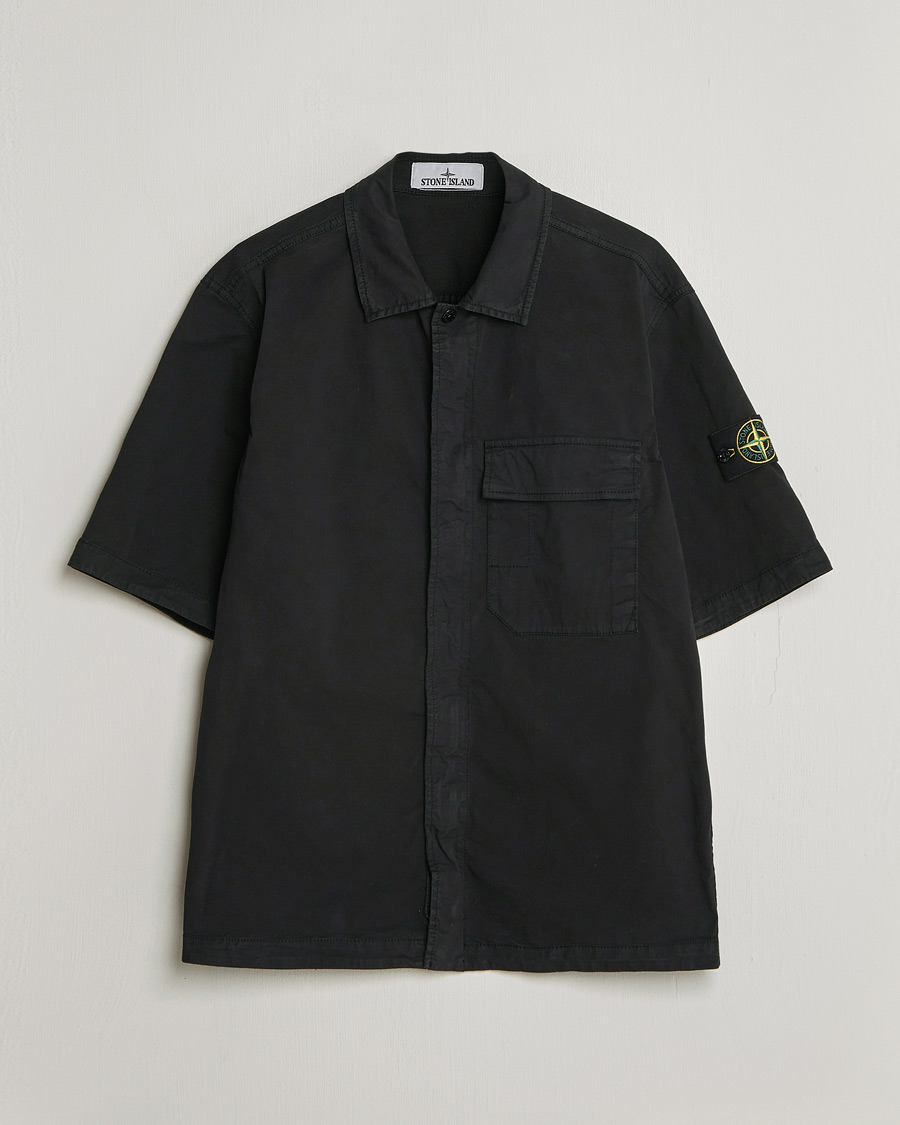 Uomini | Camicie | Stone Island | Organic Cotton Twill Short Sleeve Shirt Black