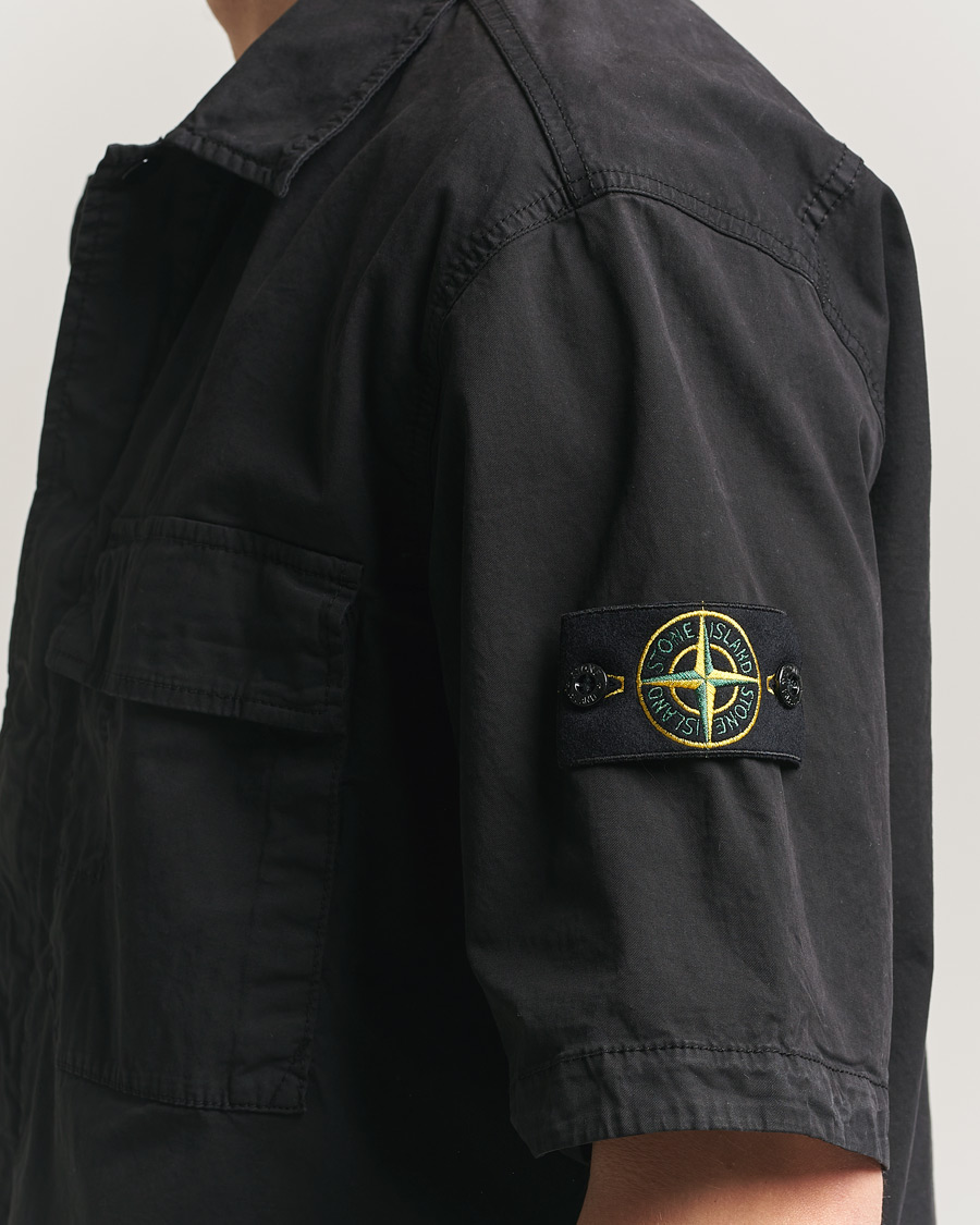Uomini | Camicie | Stone Island | Organic Cotton Twill Short Sleeve Shirt Black
