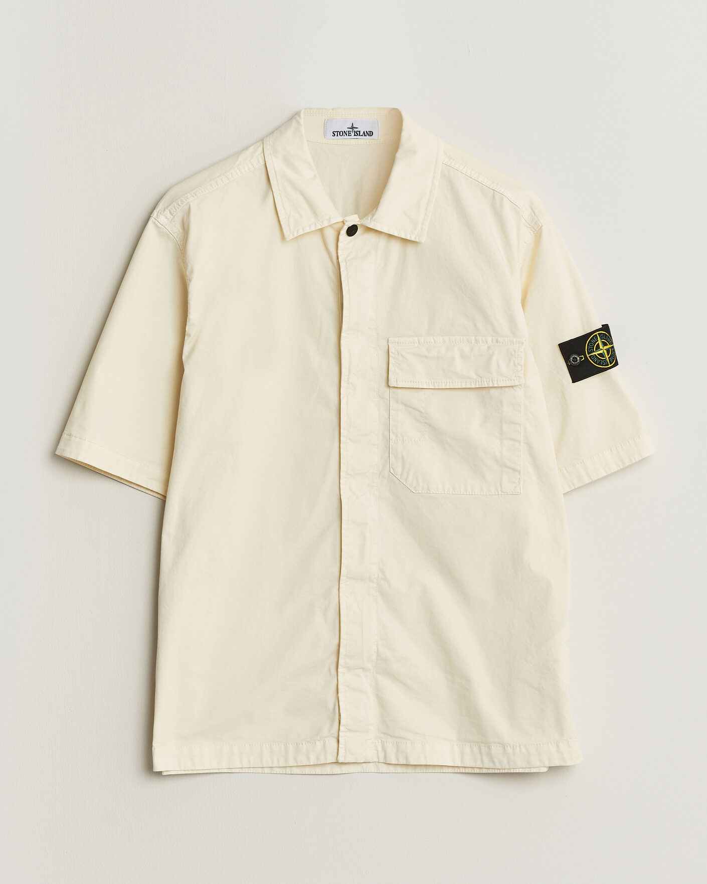 Uomini | Camicie | Stone Island | Organic Cotton Twill Short Sleeve Shirt Ivory