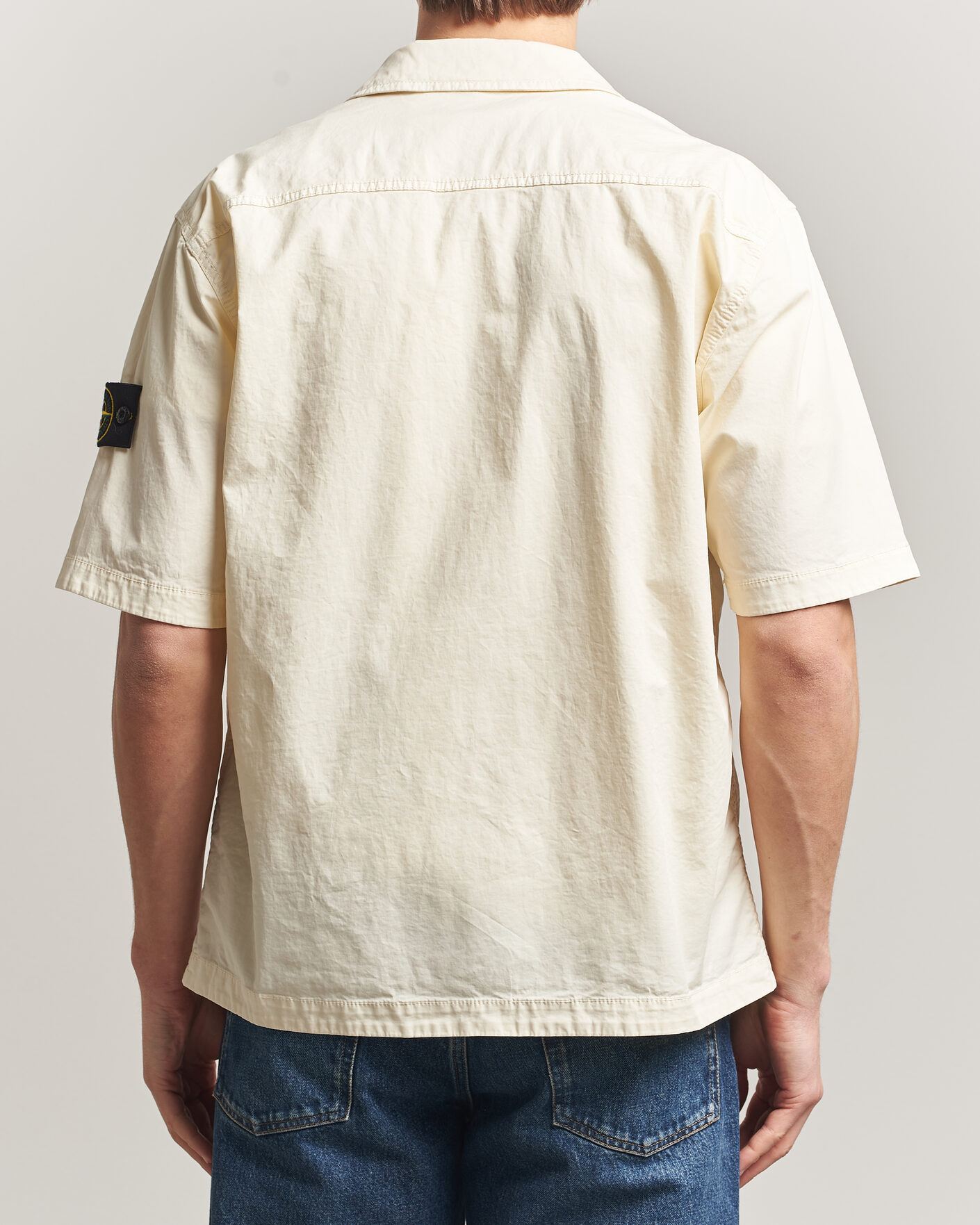 Uomini | Camicie | Stone Island | Organic Cotton Twill Short Sleeve Shirt Ivory