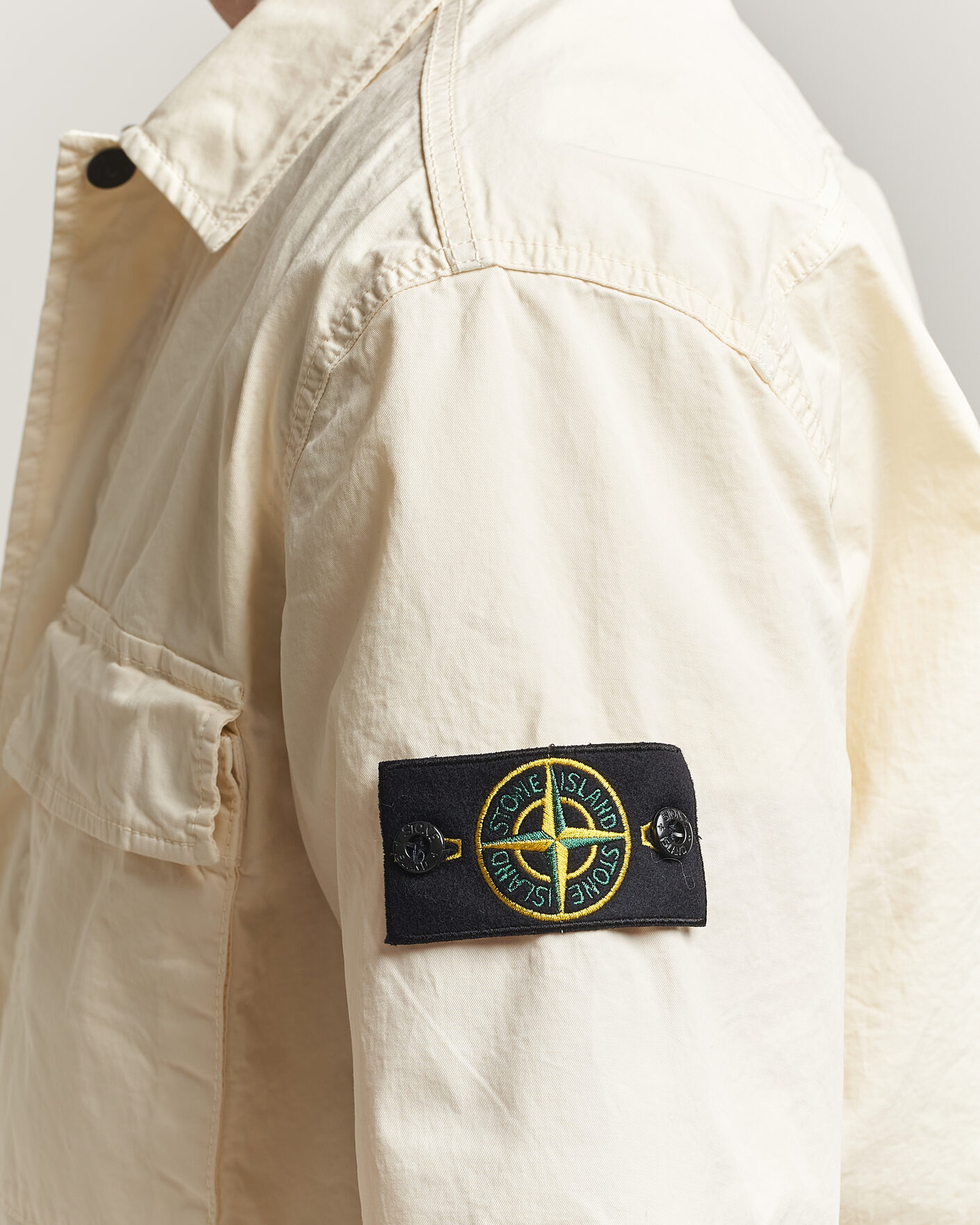 Uomini | Camicie | Stone Island | Organic Cotton Twill Short Sleeve Shirt Ivory